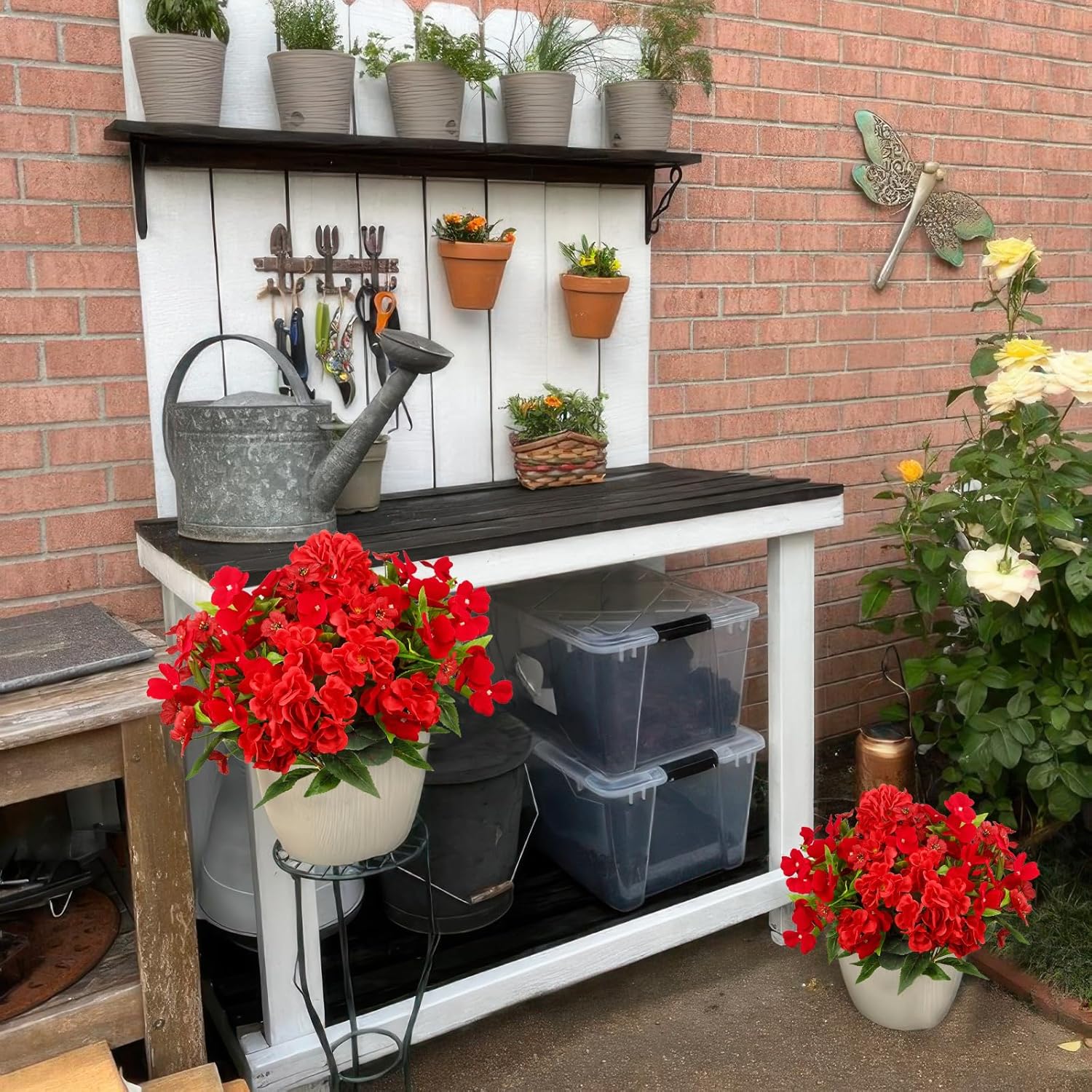 8 Pcs Artificial Flowers for Outdoor Decor