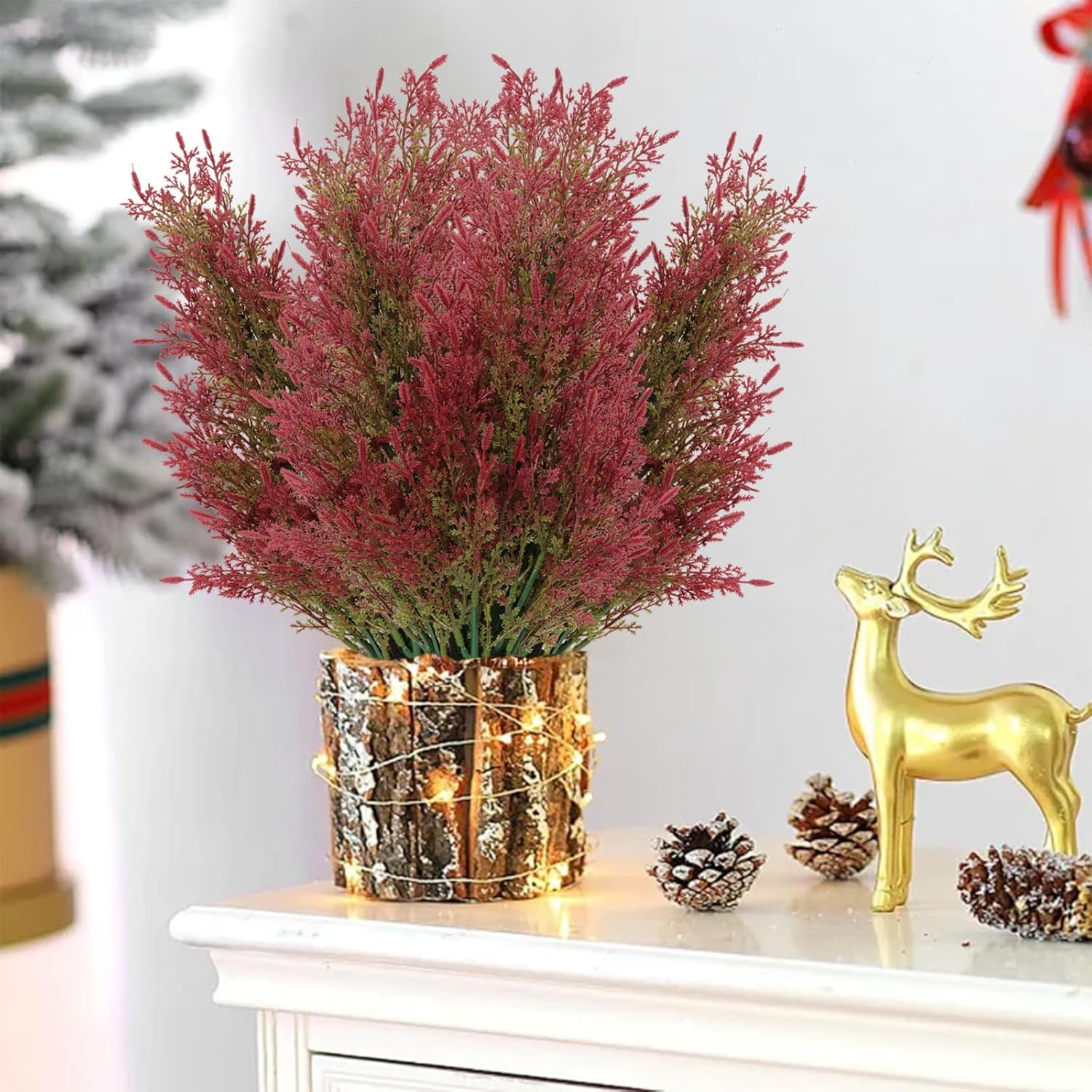 RECUTMS 6 Pack Artificial Pine Branches for Christmas Decor