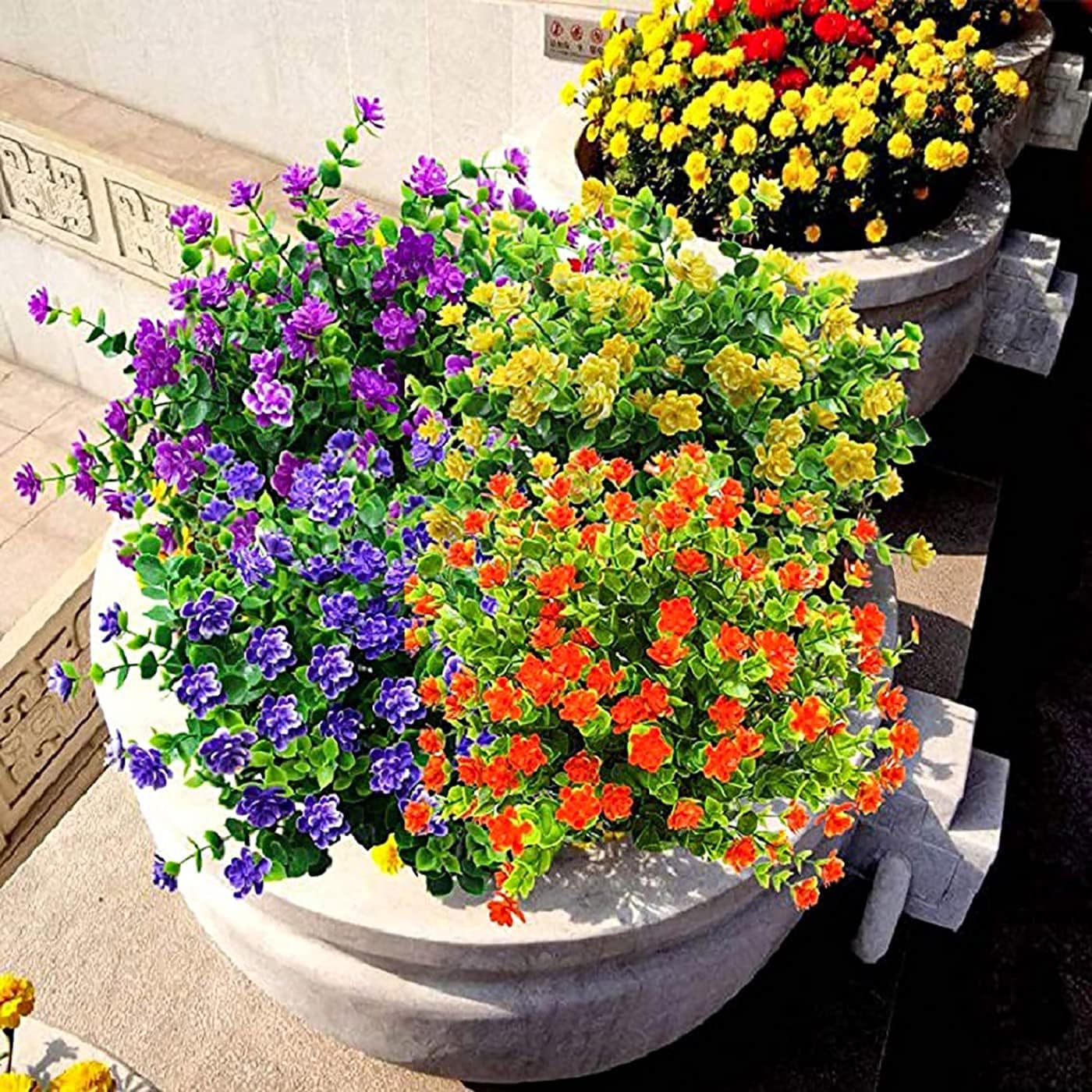 10 Bundles Artificial Flowers for Outdoor Decor