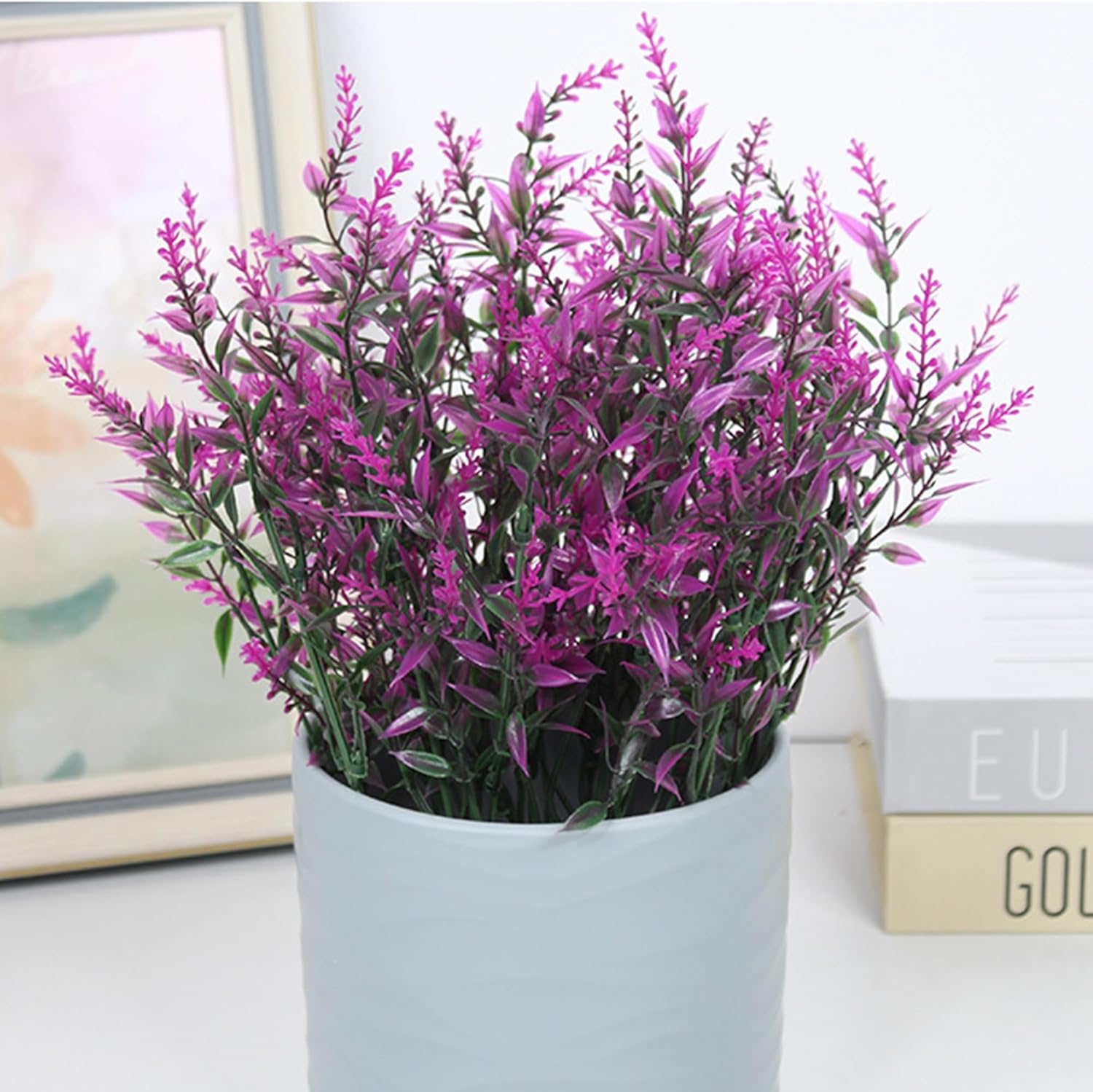 Fuchsia Lavender Faux Plants 8 Bundles UV Resistant Artificial Flowers