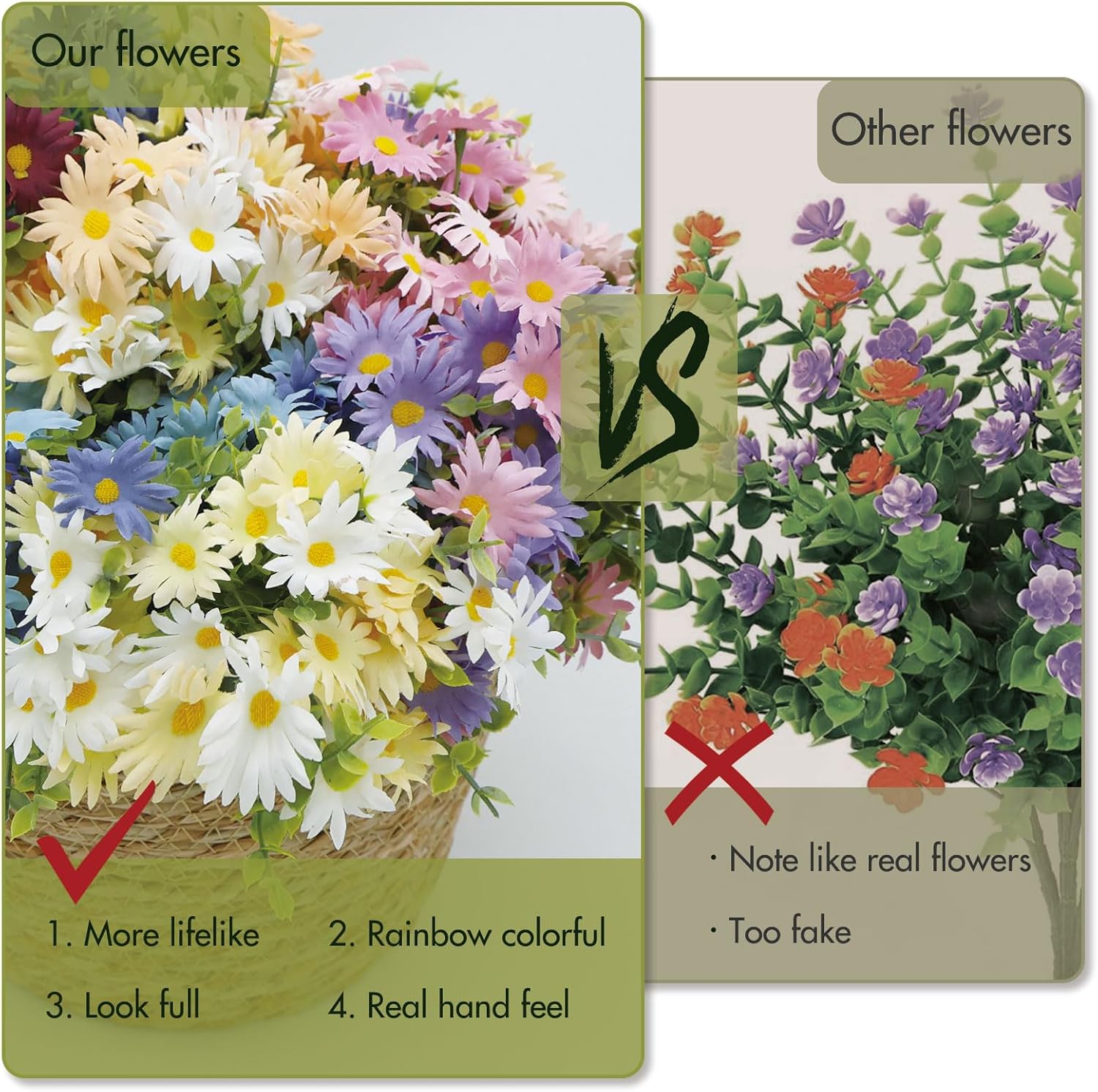 Pretty Jolly Artificial Flowers Rainbow Daisies Eucalyptus Greenery Decor