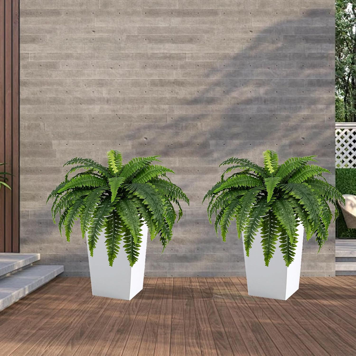 MDAL Large Artificial Boston Fern Bush Set of 2 48 Inch
