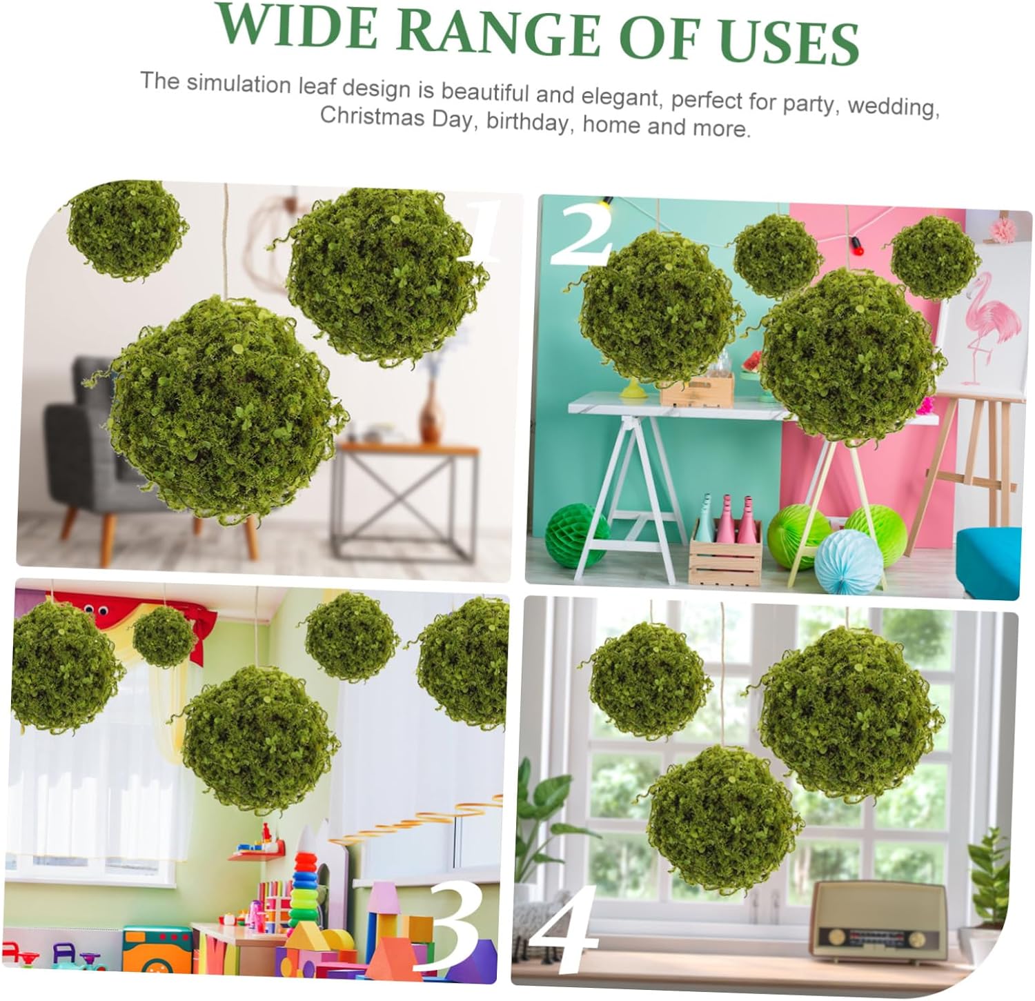 ERINGOGO Artificial Plant Balls 3pcs Hanging Topiary Decor