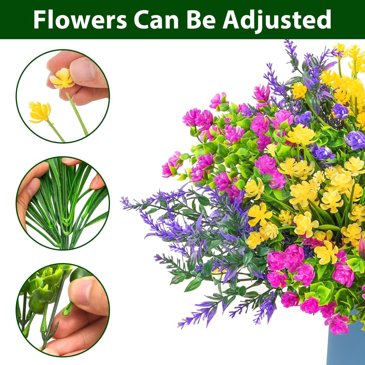 12 Bundle Artificial Flowers for Outdoor Decoration