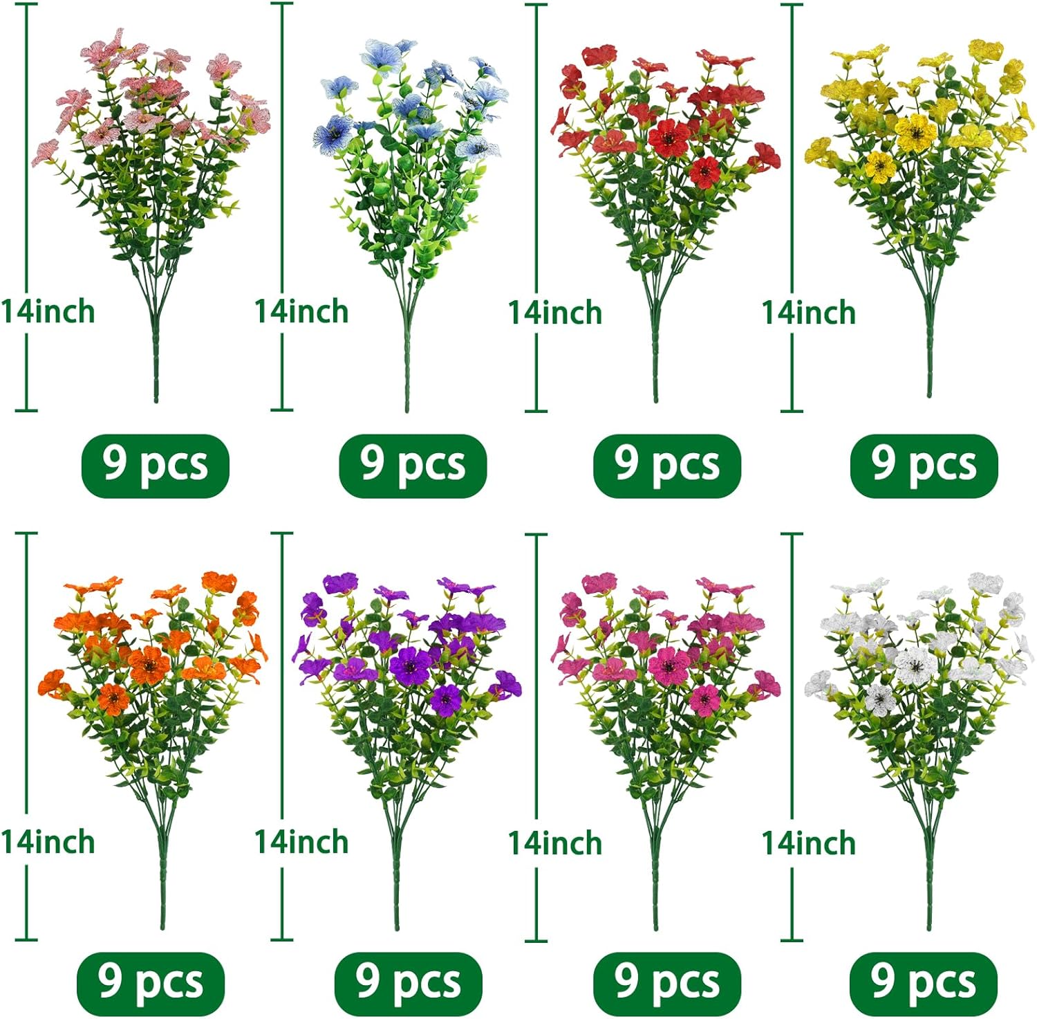 Agusbagli 72 Bundle Artificial Flowers UV Resistant