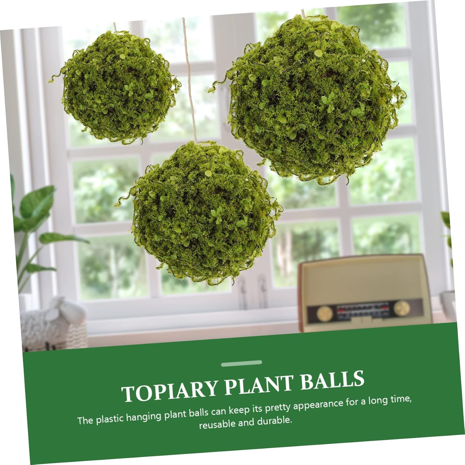 ERINGOGO Artificial Plant Balls 3pcs Hanging Topiary Decor