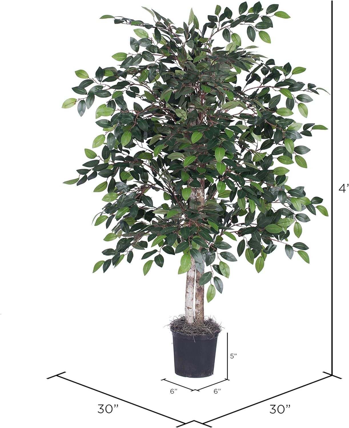 Vickerman 4 Artificial Ficus Bush with Black Pot