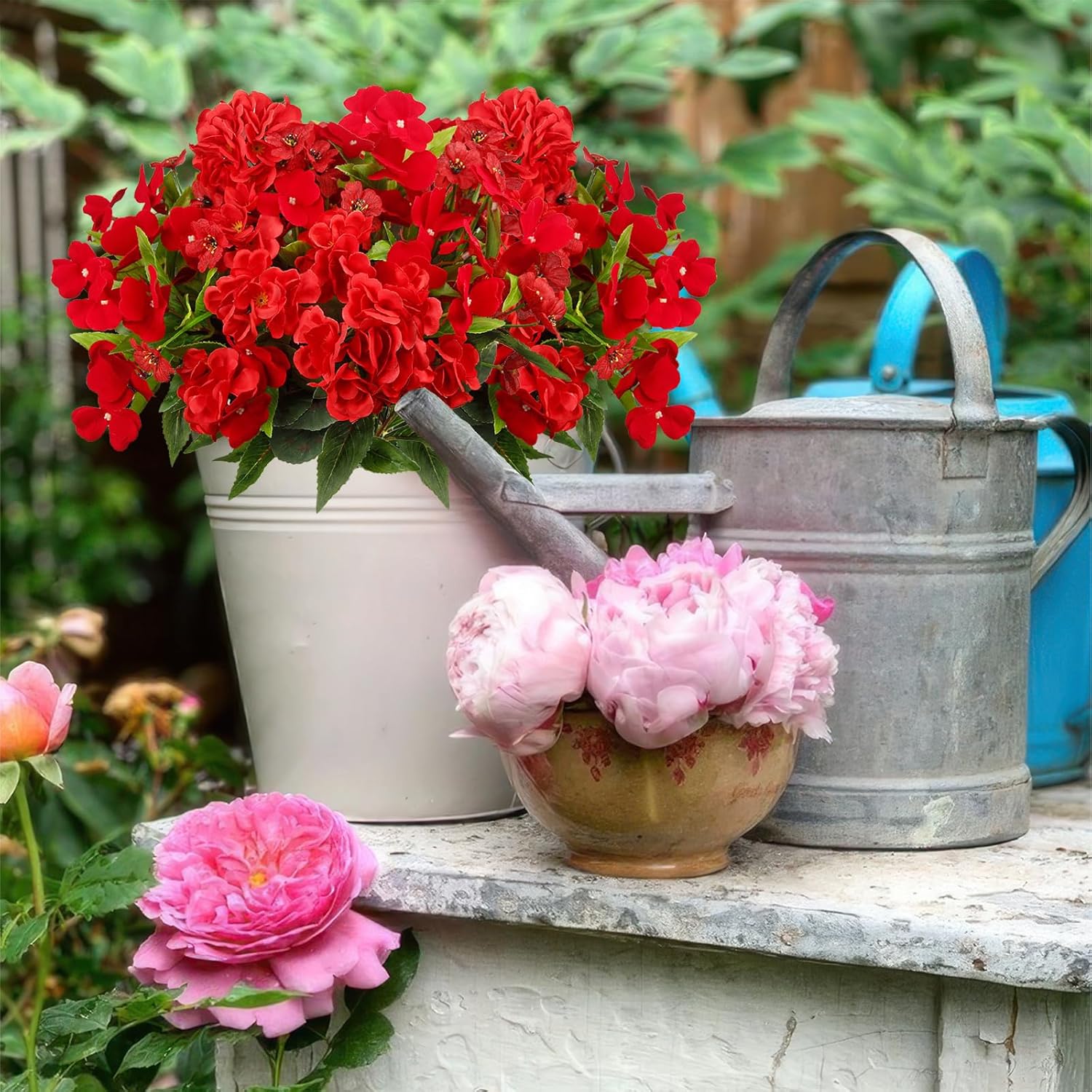 8 Pcs Artificial Flowers for Outdoor Decor