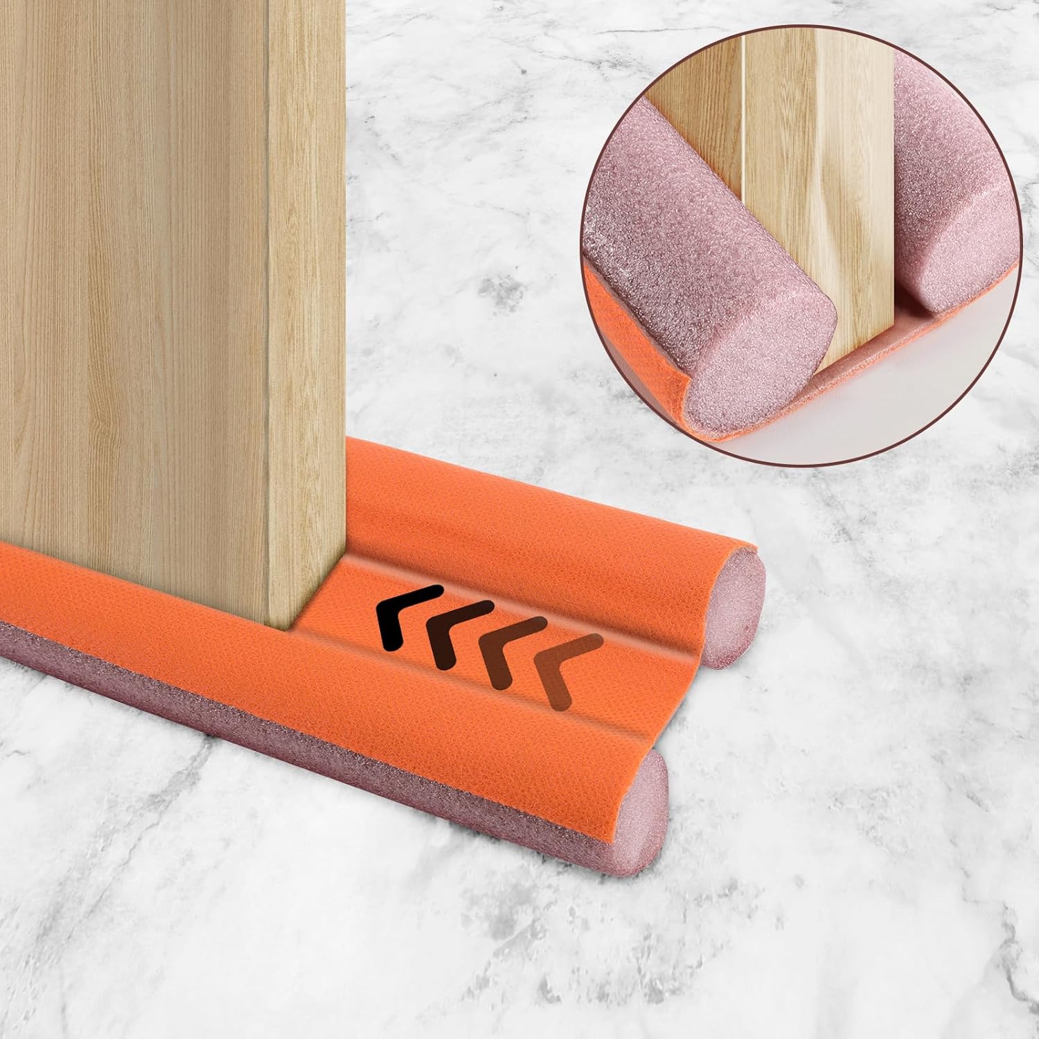 Lineba Door Draft Stopper 36 Inch Adjustable Brown Sweeps