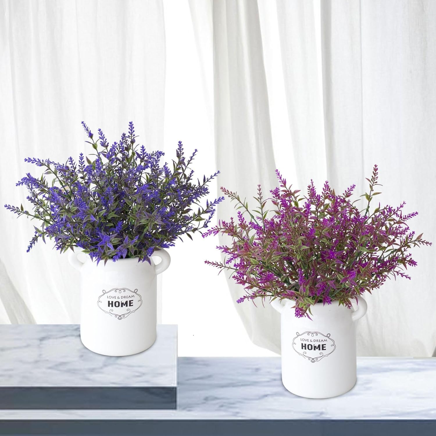 Fuchsia Lavender Faux Plants 8 Bundles UV Resistant Artificial Flowers
