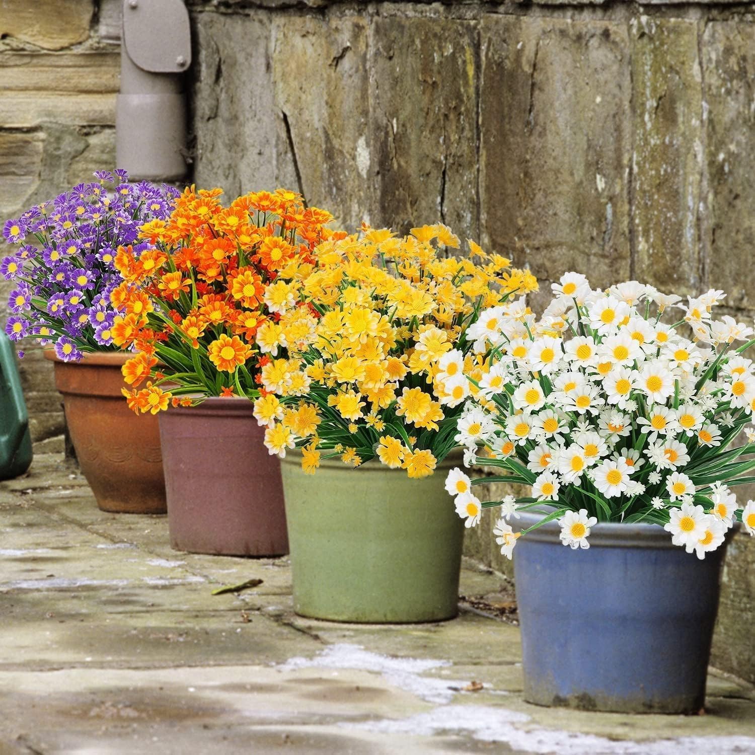 8 Bundle Artificial Daisy Flowers for Outdoor Decoration