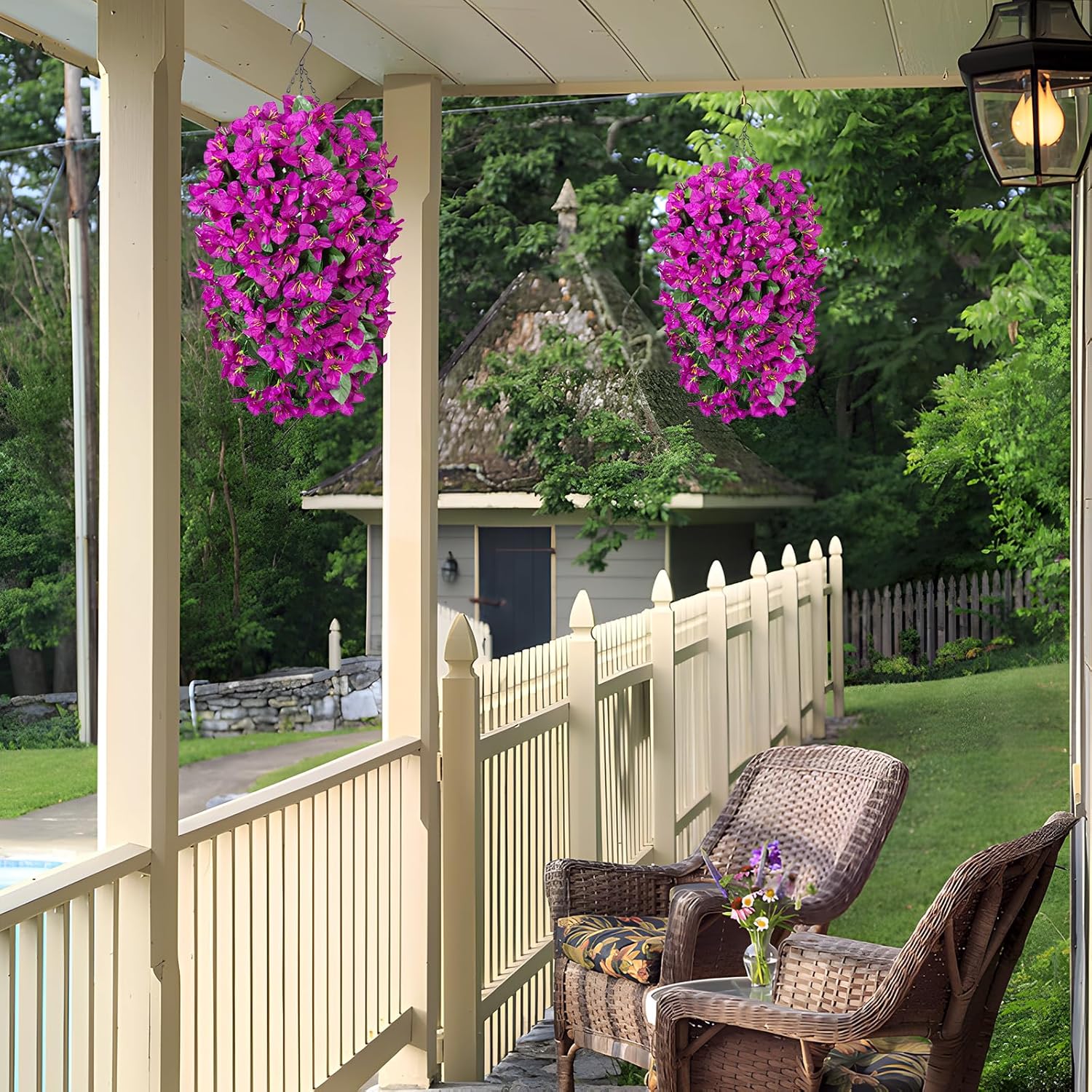 2 pcs Artificial Bougainvillea Flowers for Outdoor Decoration