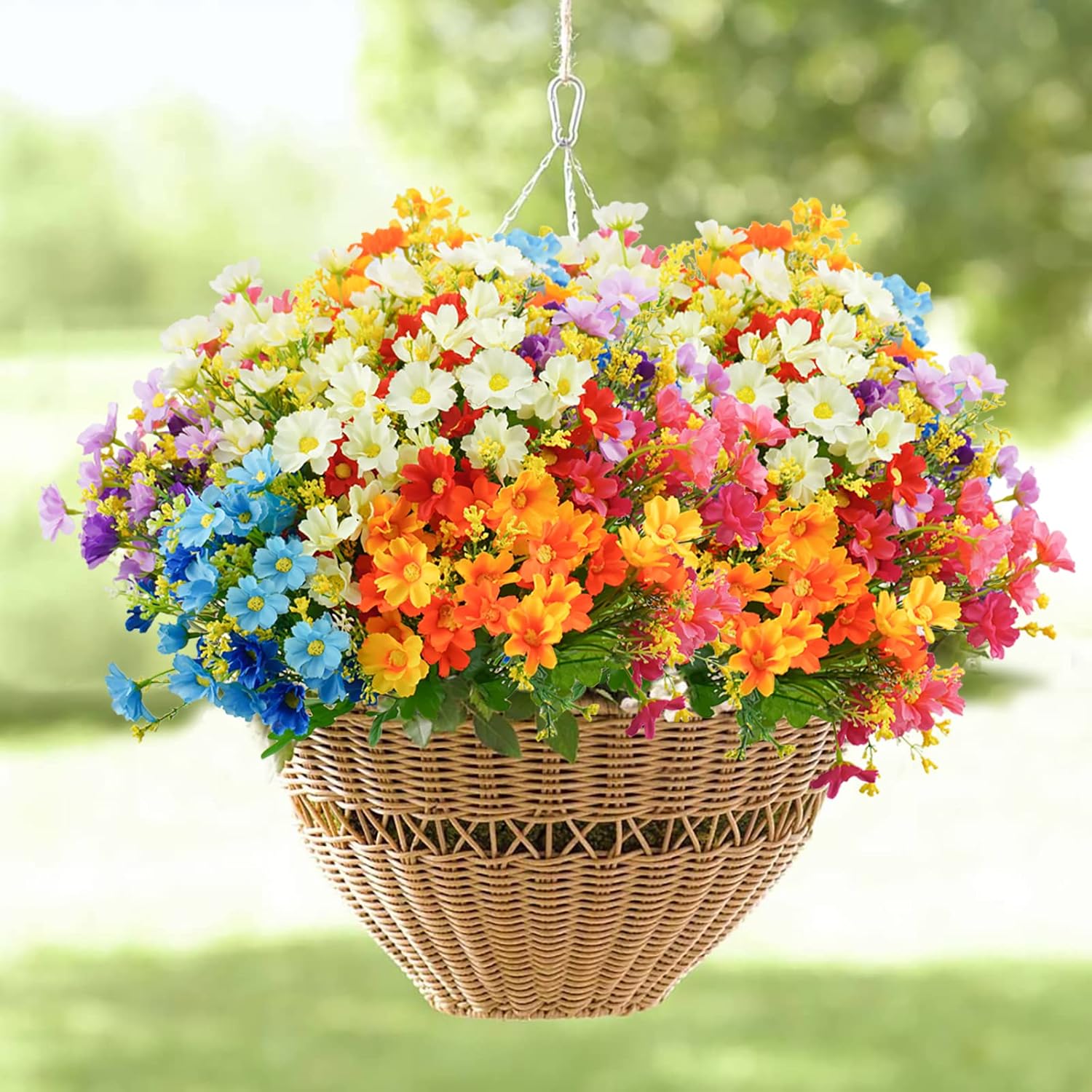 Agusbagli Artificial Flowers Outdoor 12Pcs Daisy Shrub UV Resistant Fake Flowers