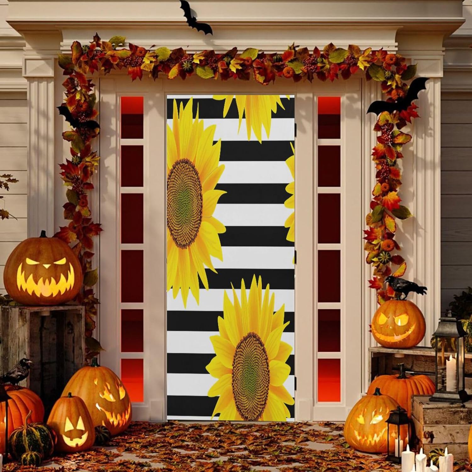 Susiyo Sunflowers Halloween Door Cover 32x79 In