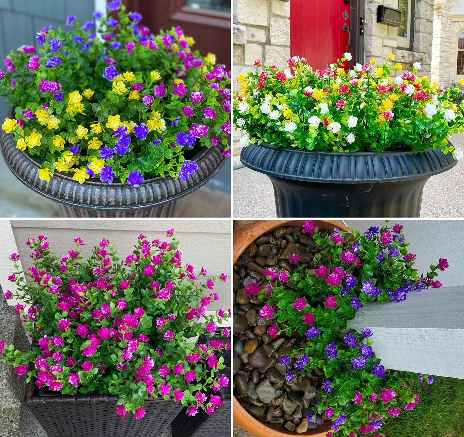 16 Bundle Artificial Flowers Lifelike UV Resistant Decor Set