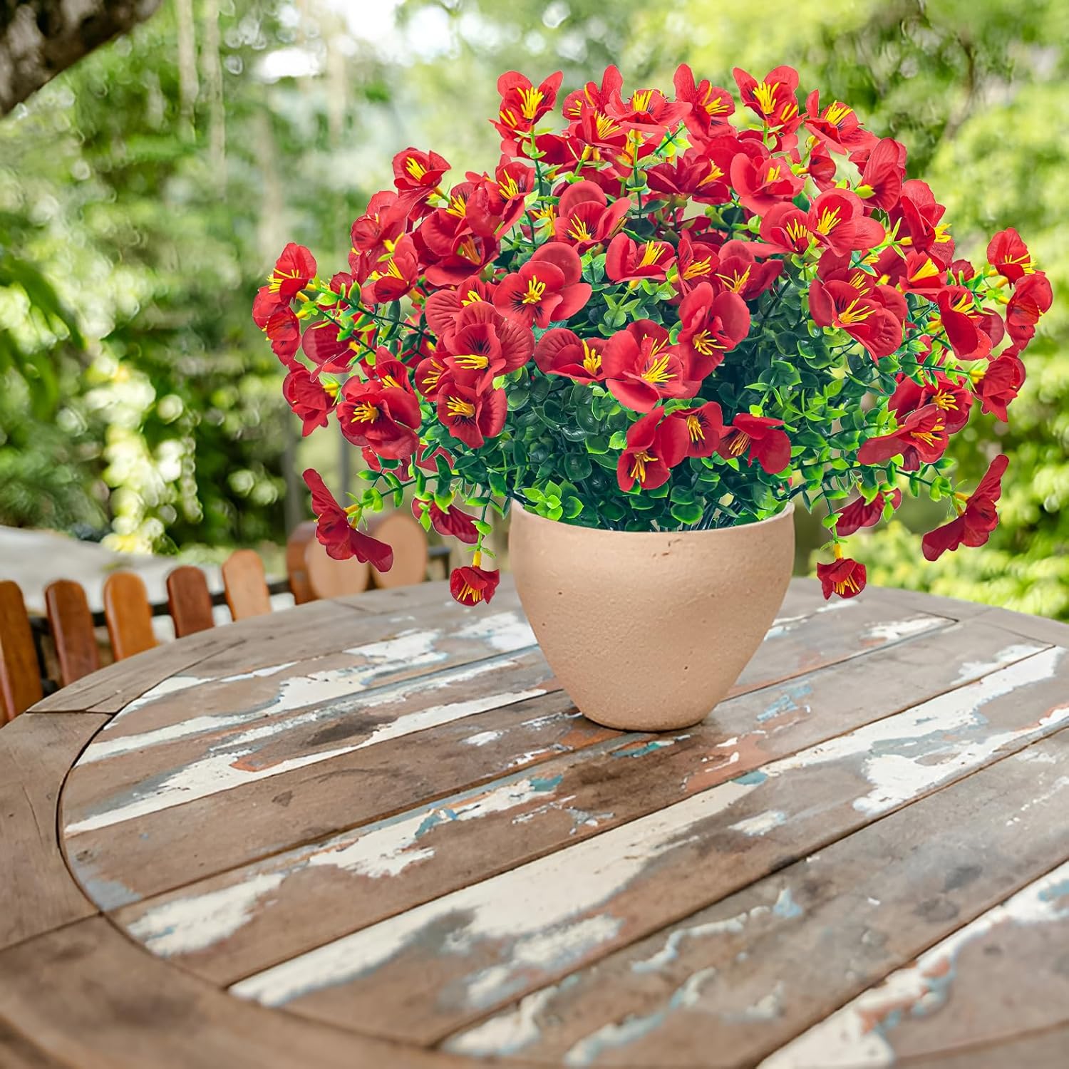 8 Bundles Artificial Flowers Outdoor UV Resistant Faux Plants Set