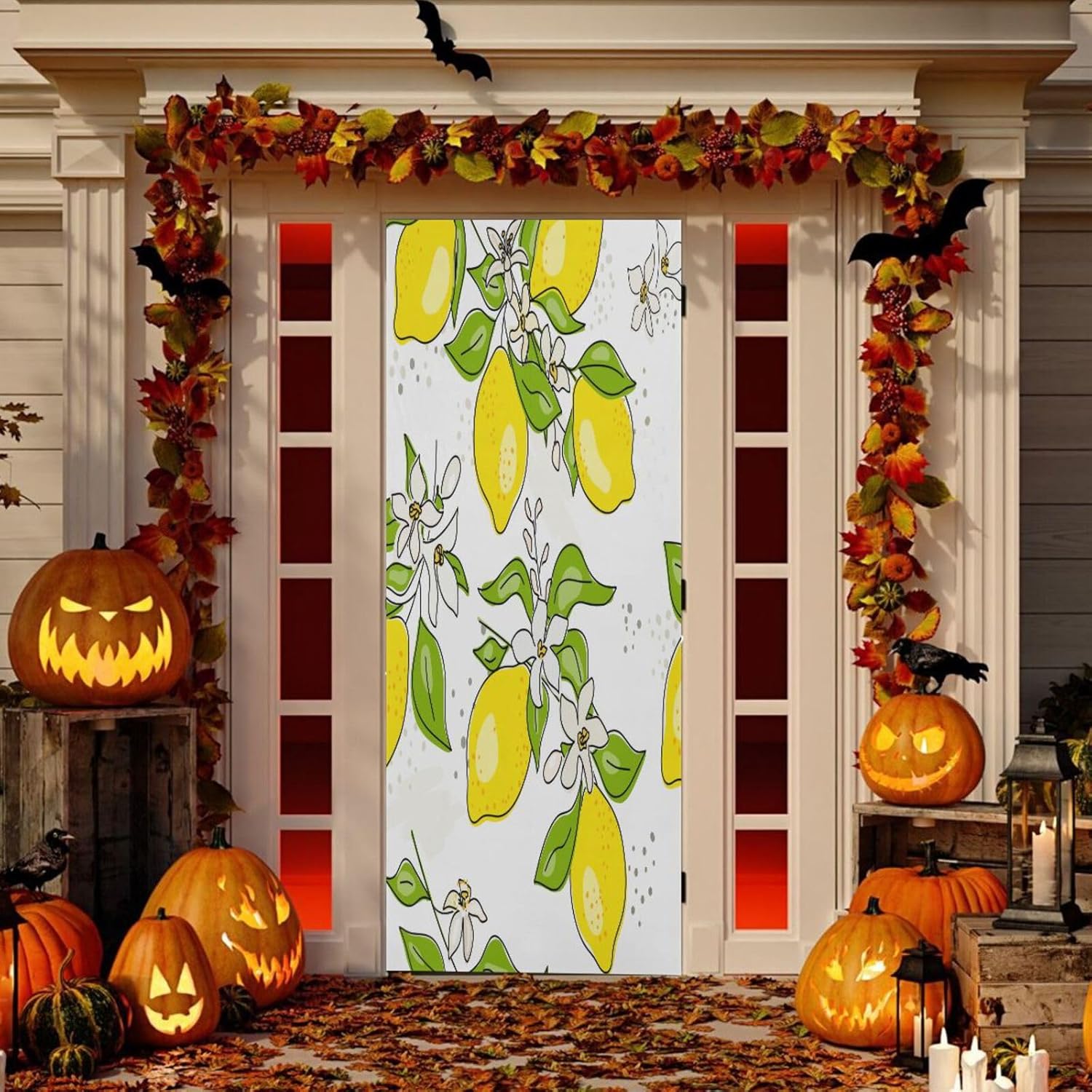 Susiyo Rellow Lemon Tree Halloween Door Cover