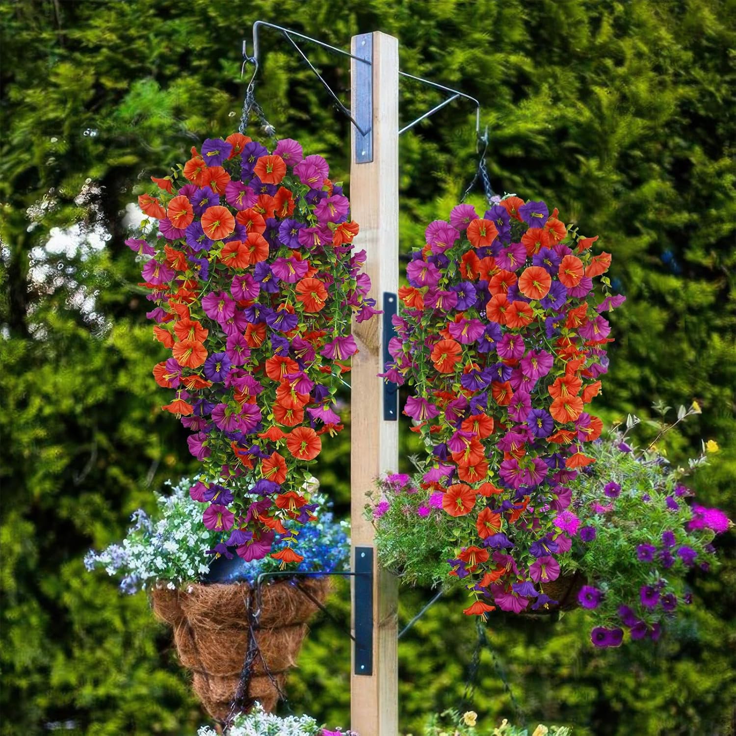 3 Pcs Artificial Hanging Flowers for Outdoor Decor