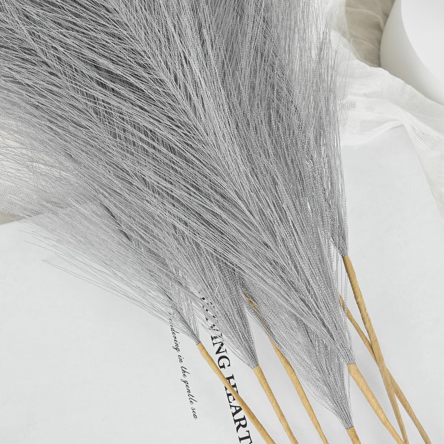 U-LIAN 36PCS Grey Faux Pampas Grass for Decor