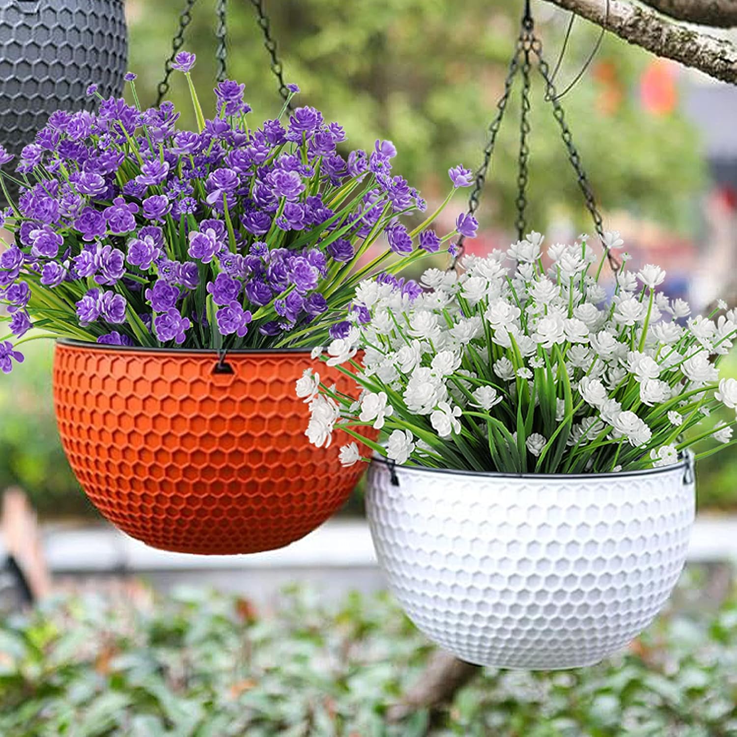 RECUTMS 12 Bundles Artificial Flowers UV Resistant Outdoor Decor