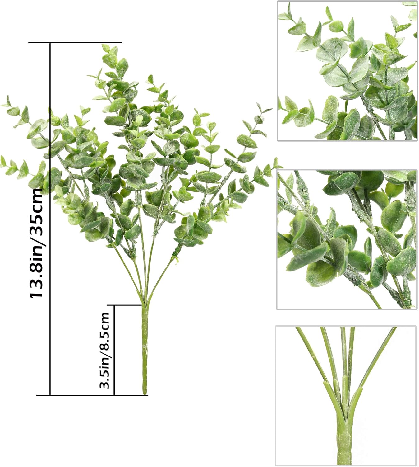 Flojery 4Pcs Artificial Silver Dollar Eucalyptus Branches
