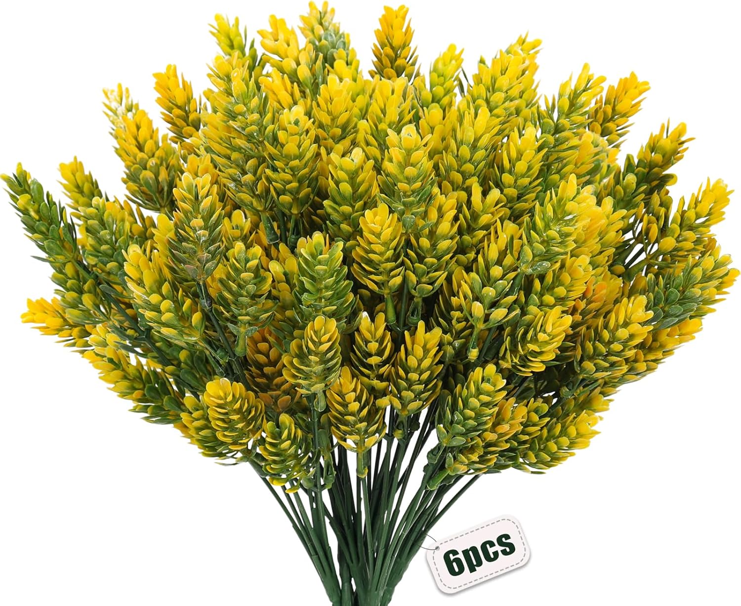 RECUTMS Artificial Plants 6 Pack Yellow Greenery
