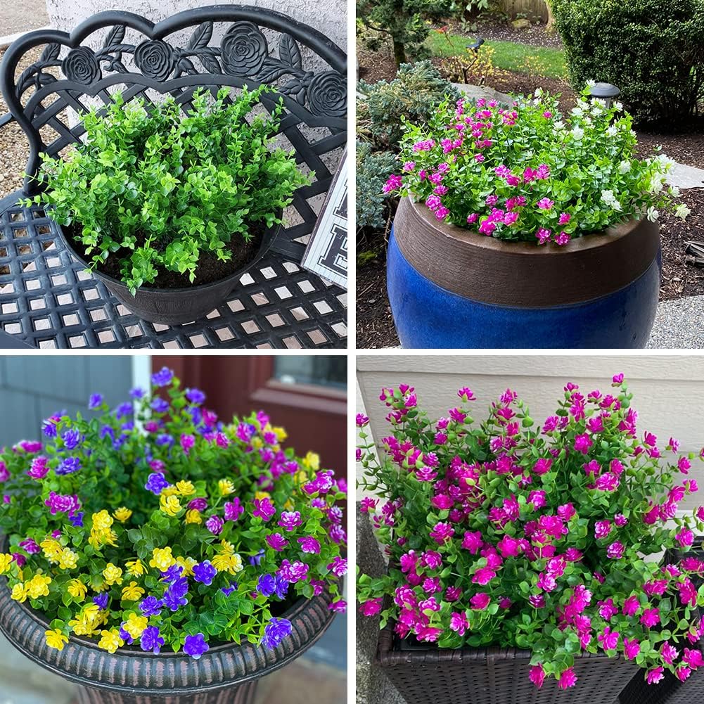 8 Bundles Artificial Boxwood Stems Faux Plants for Home Garden Office Wedding