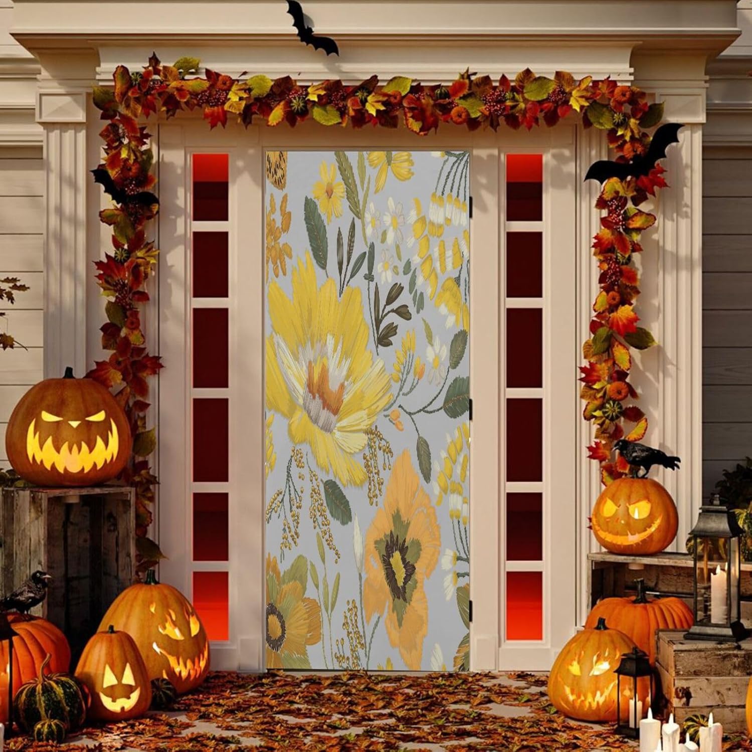 Susiyo Yellow Wildflowers Daisies Halloween Door Cover