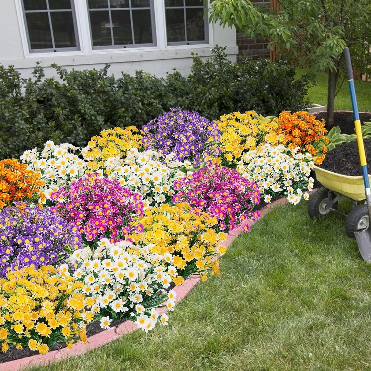 8 Bundle Artificial Daisy Flowers for Outdoor Decoration