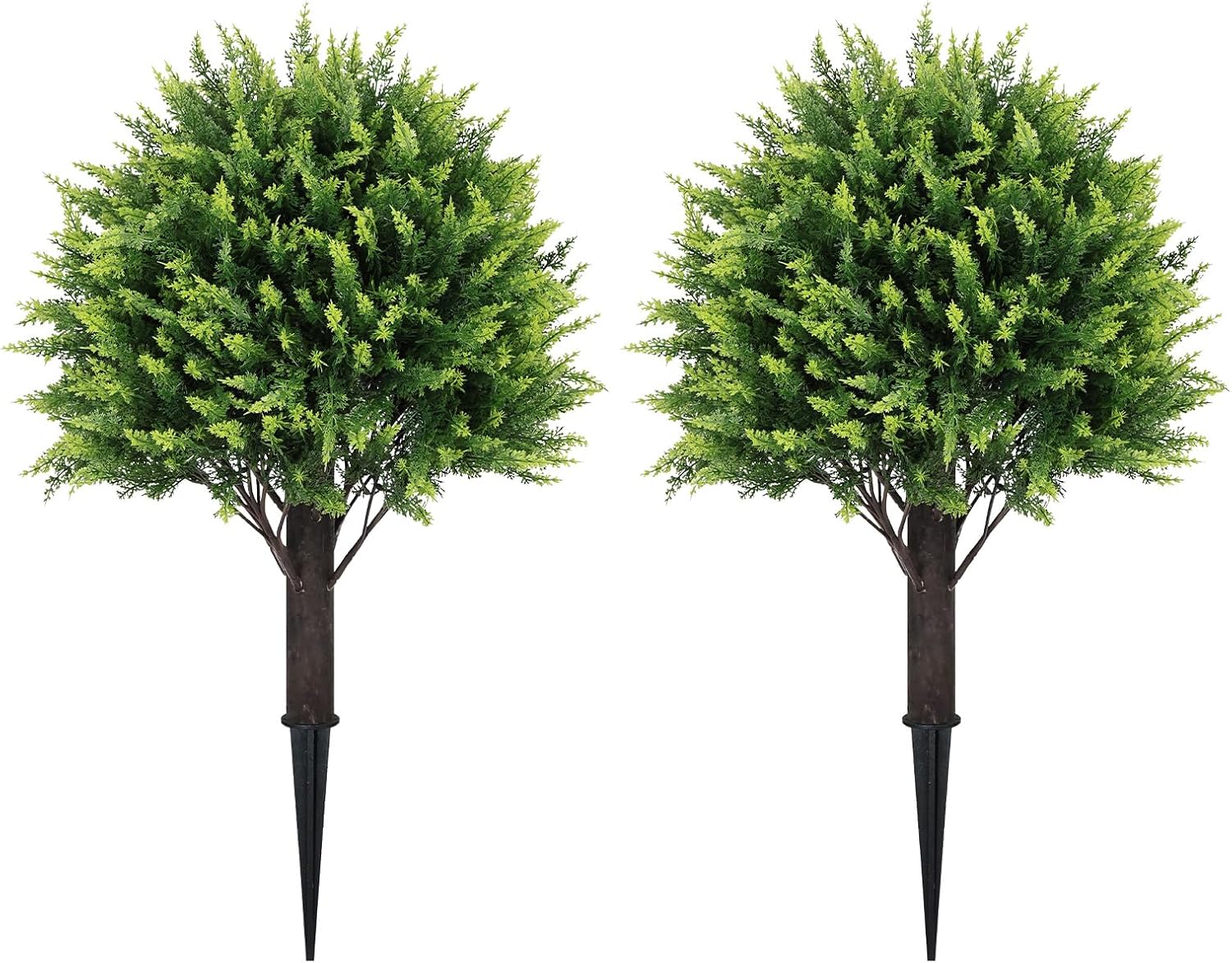 24 Inch Artificial Cedar Topiary Ball Trees Set of 2