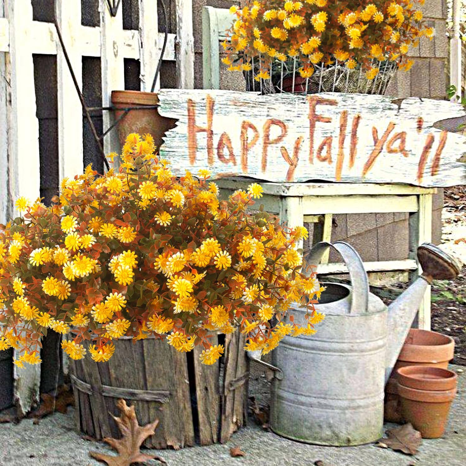 12 Bundles Artificial Fall Flowers for Outdoor Decor
