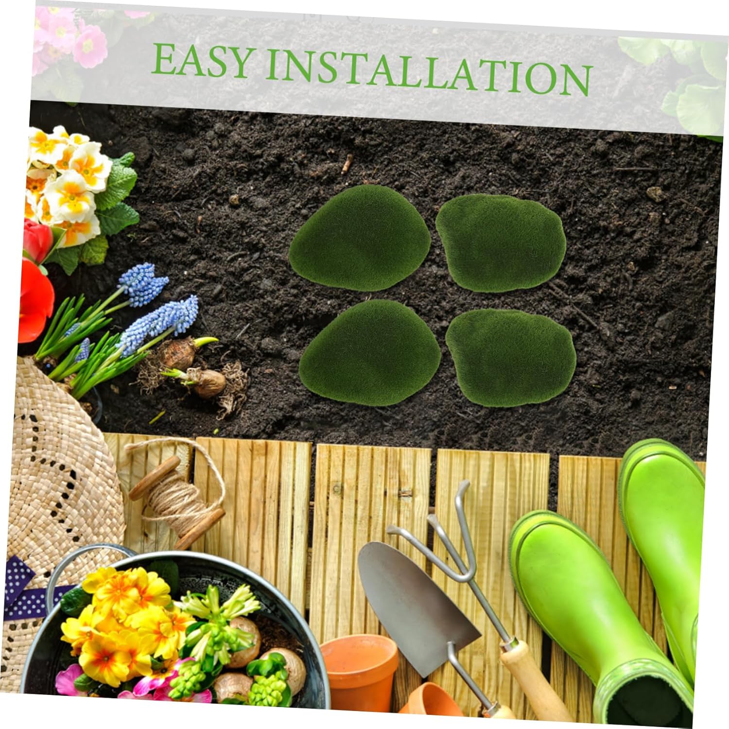 6pcs Covered Moss Decor for Indoor Greenery