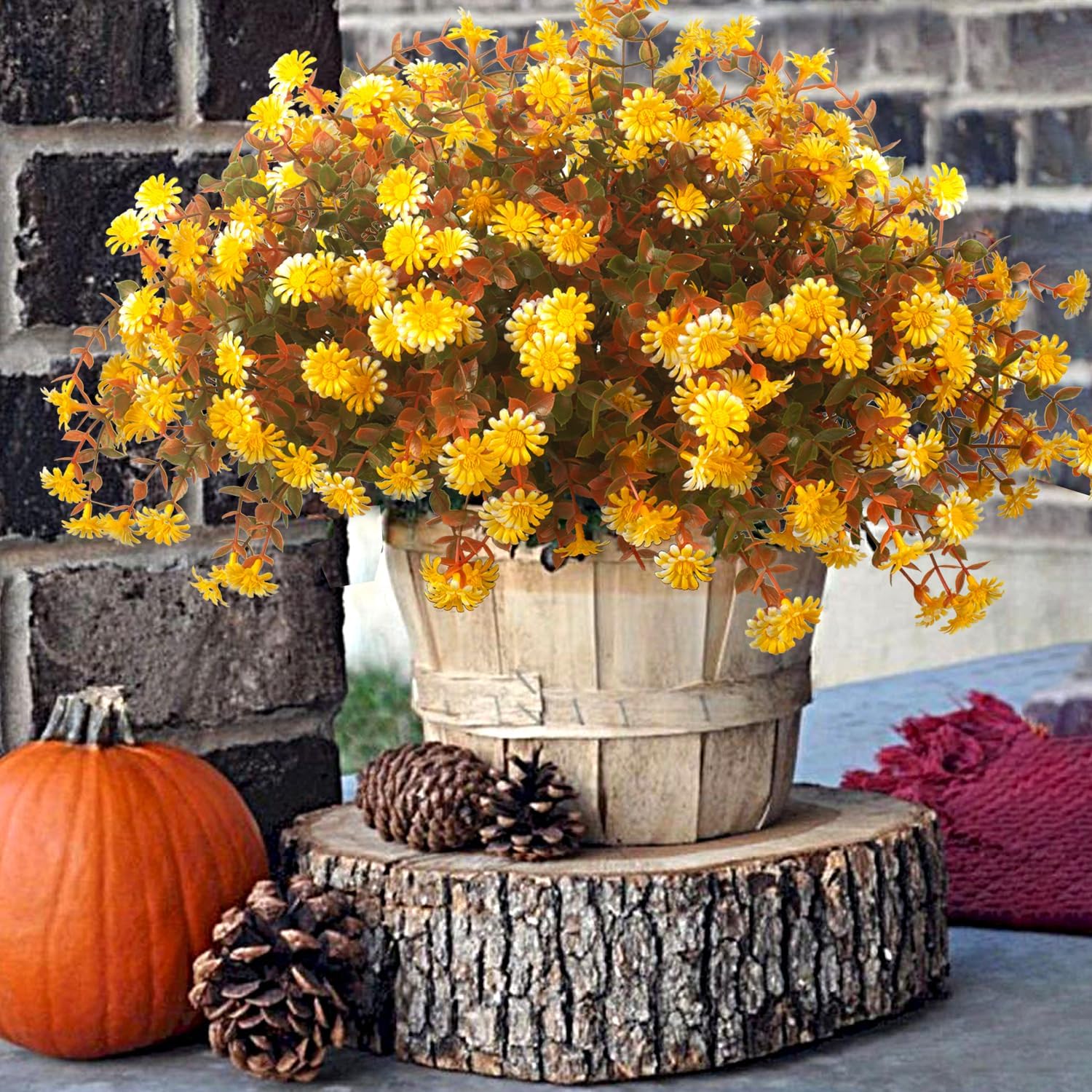 12 Bundles Artificial Fall Flowers for Outdoor Decor
