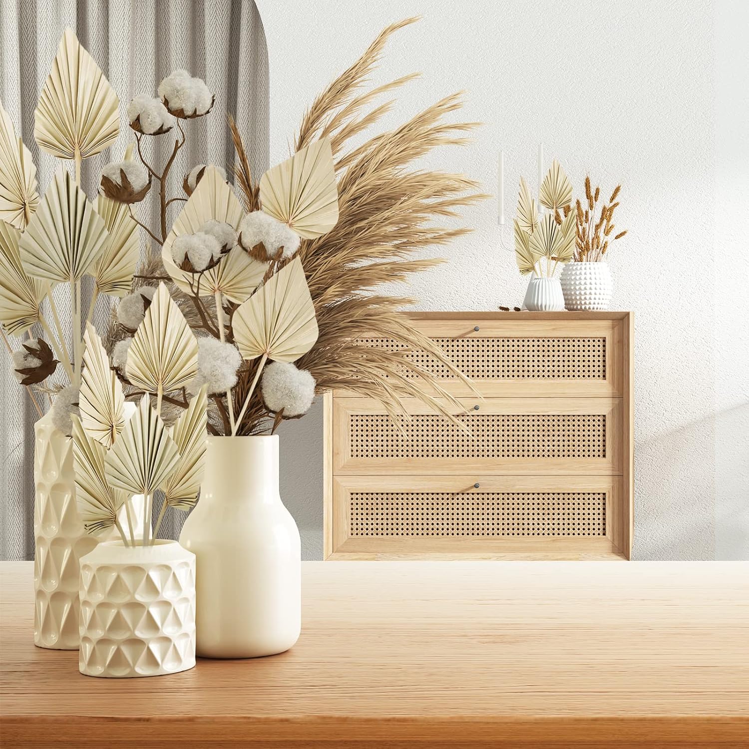 Cenkaiyang 40 Pcs Boho Dried Palm Spears Leaves Decor