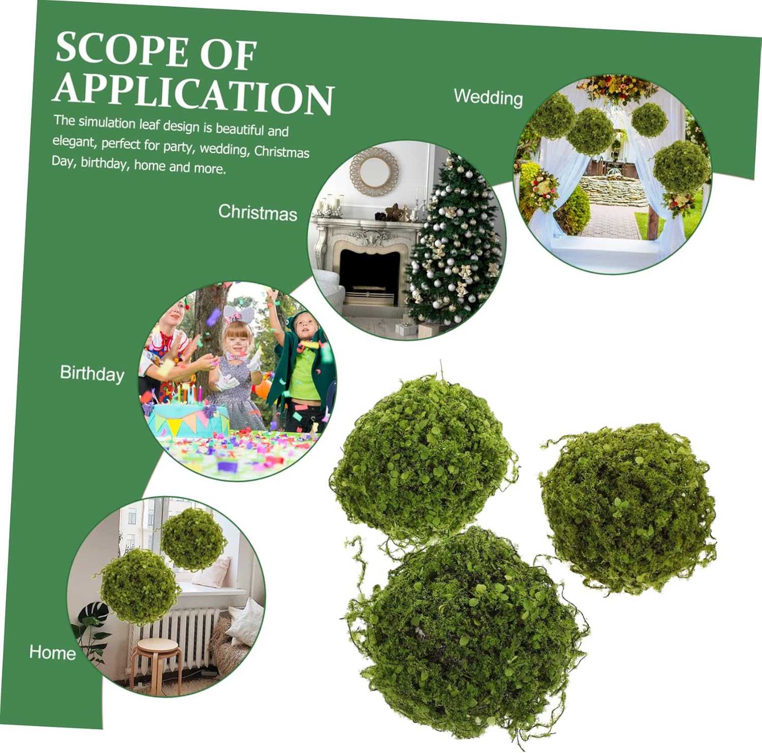 ERINGOGO Artificial Plant Balls 3pcs Hanging Topiary Decor