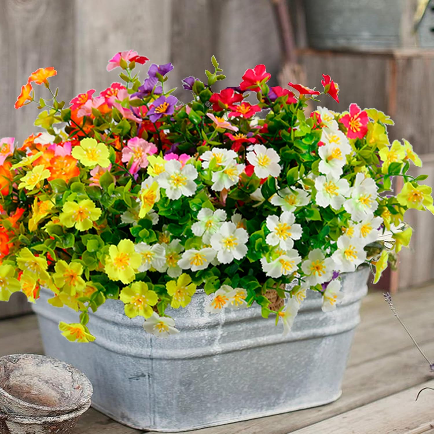 Tinsow 24 Bundle Artificial Flowers for Outdoor Decor