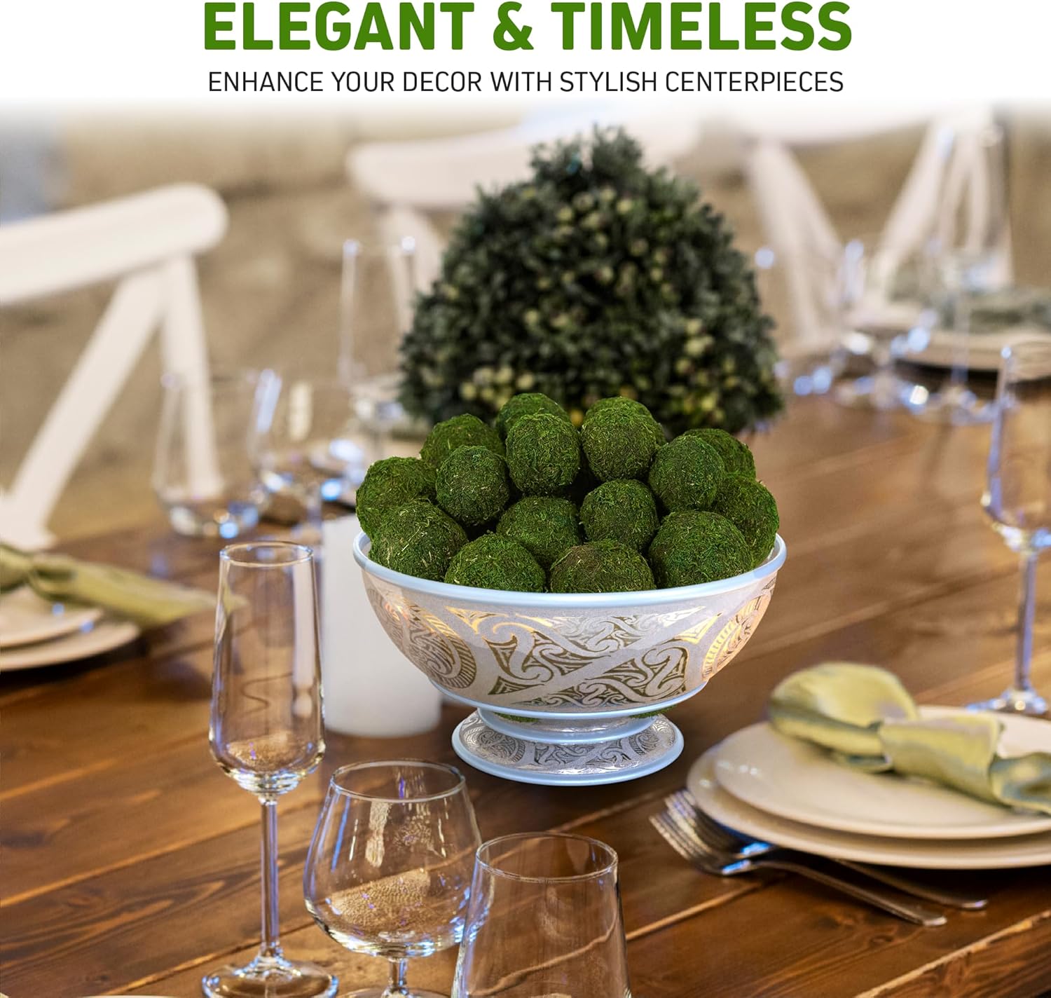 Pack of 23 Artificial Moss Balls Green Decor Set