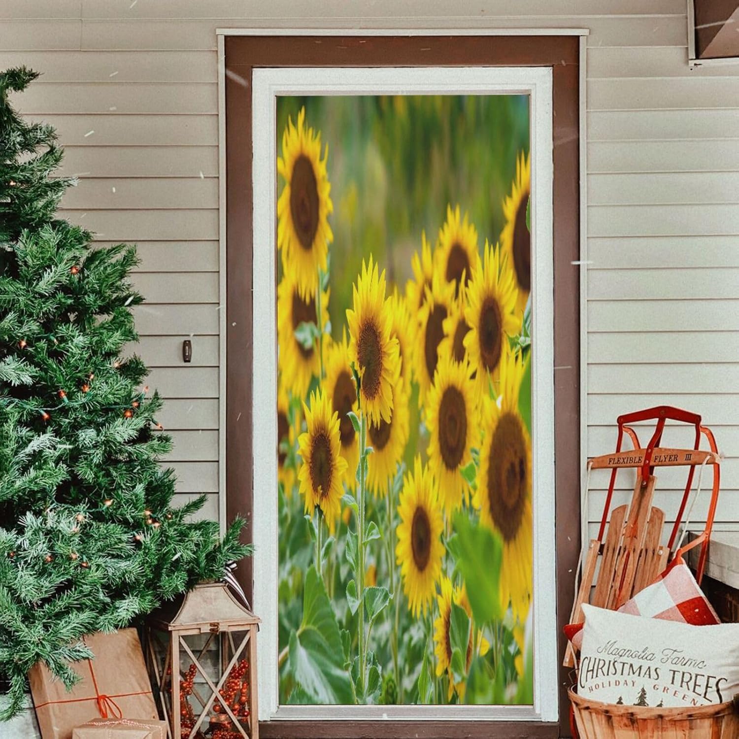 Susiyo Sunflower Halloween Door Cover 32x79 In