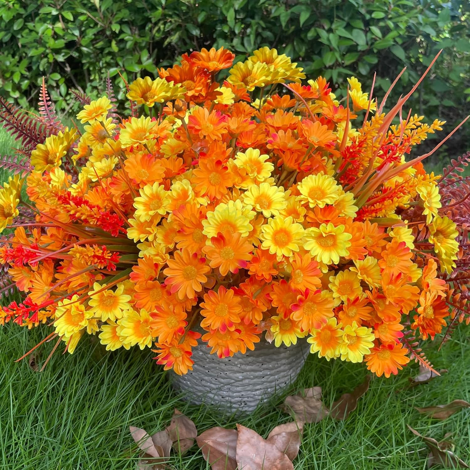 KAFDY Artificial Mums Fall Flowers 12 Bundle UV Resistant