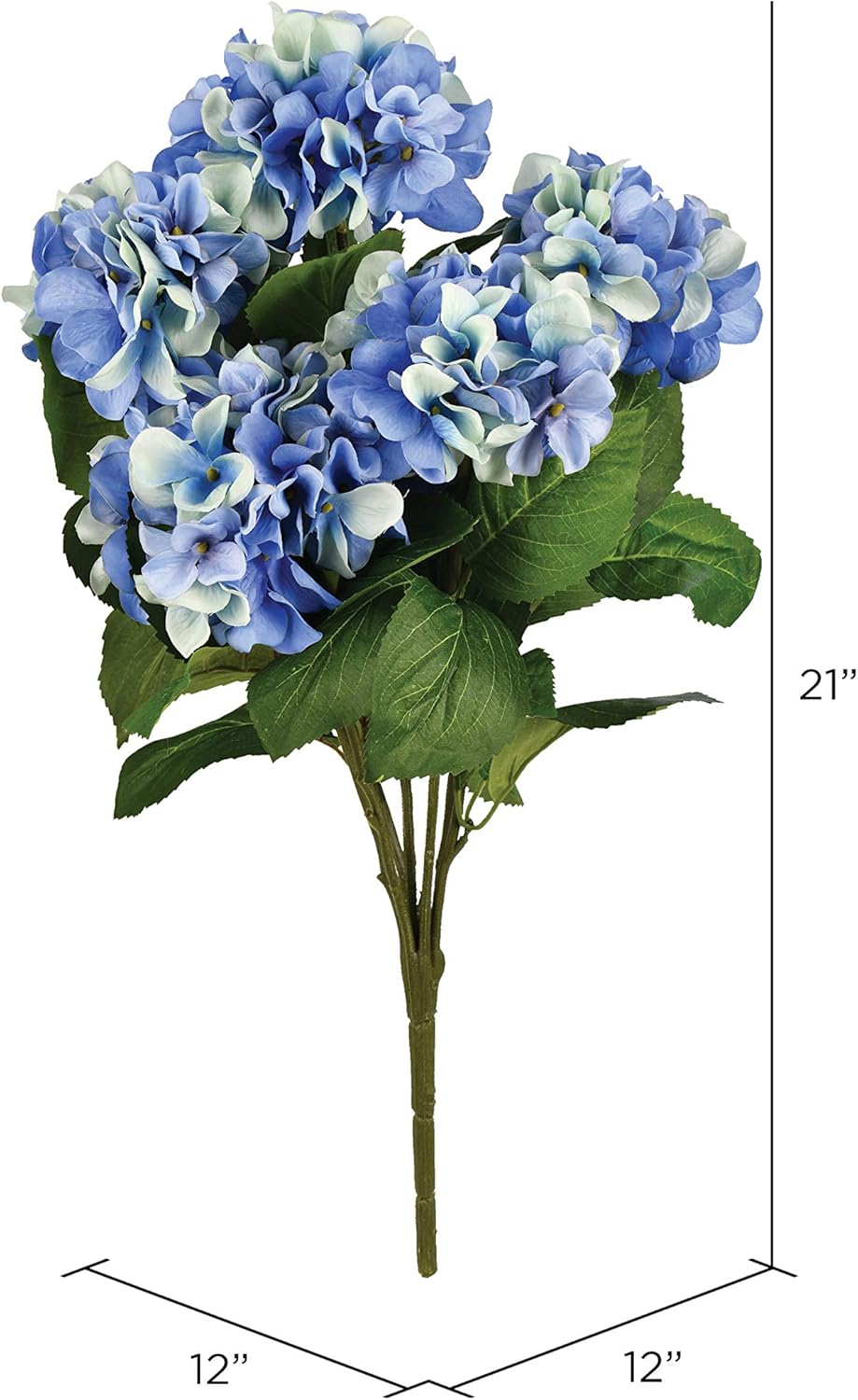 Vickerman Artificial Blue Hydrangea Bush 21 Inch