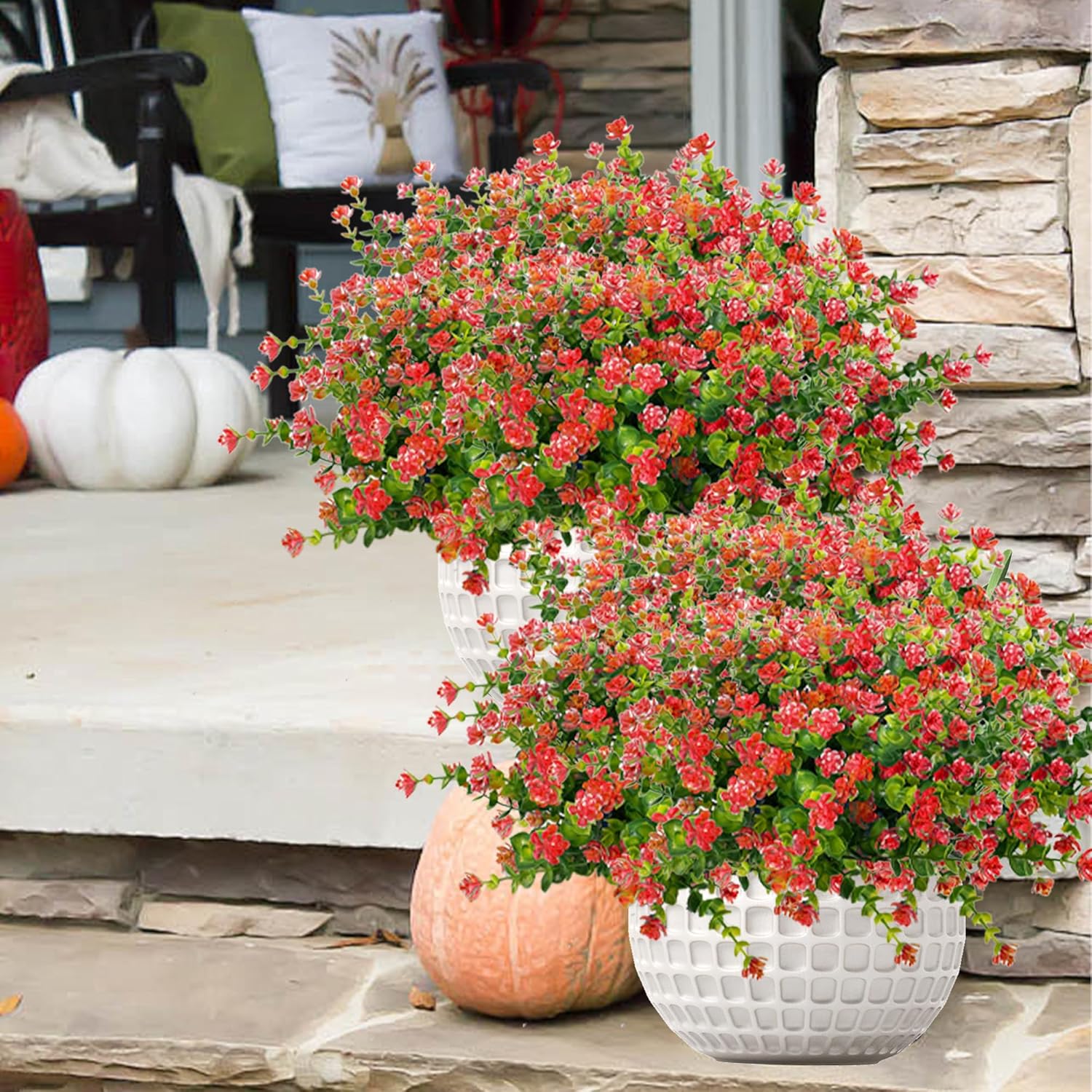 NETAP 20 Bundle UV Resistant Artificial Flowers Set Red