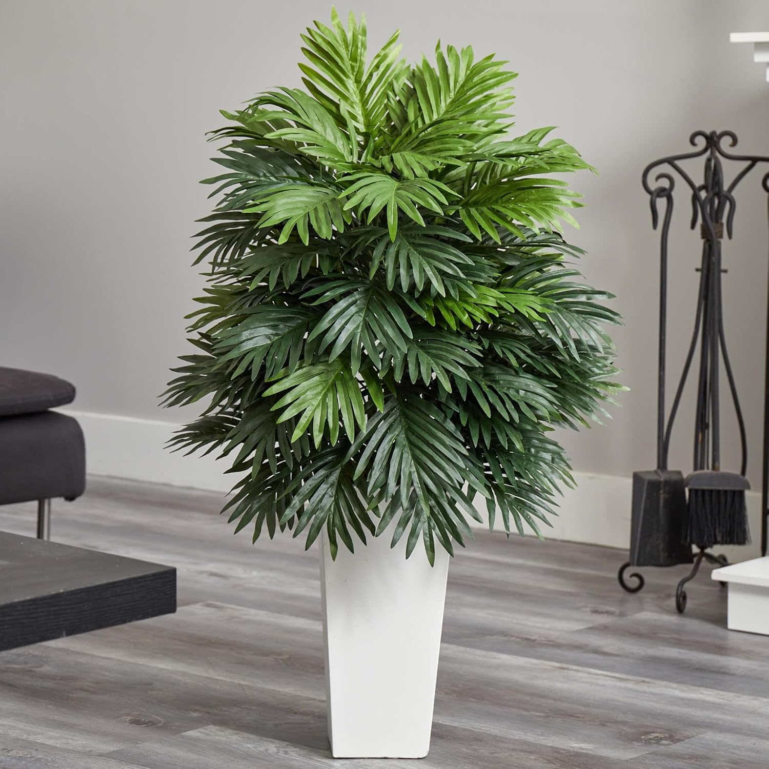 Nearly Natural Areca Palm Artificial Plant with White Tower Planter