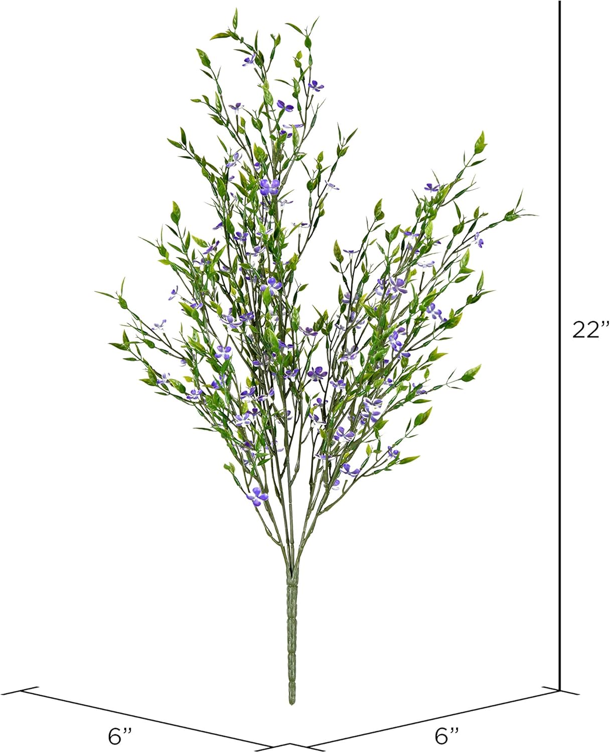 Vickerman Artificial Greenery Bush with Purple Flowers 22 Inches Long