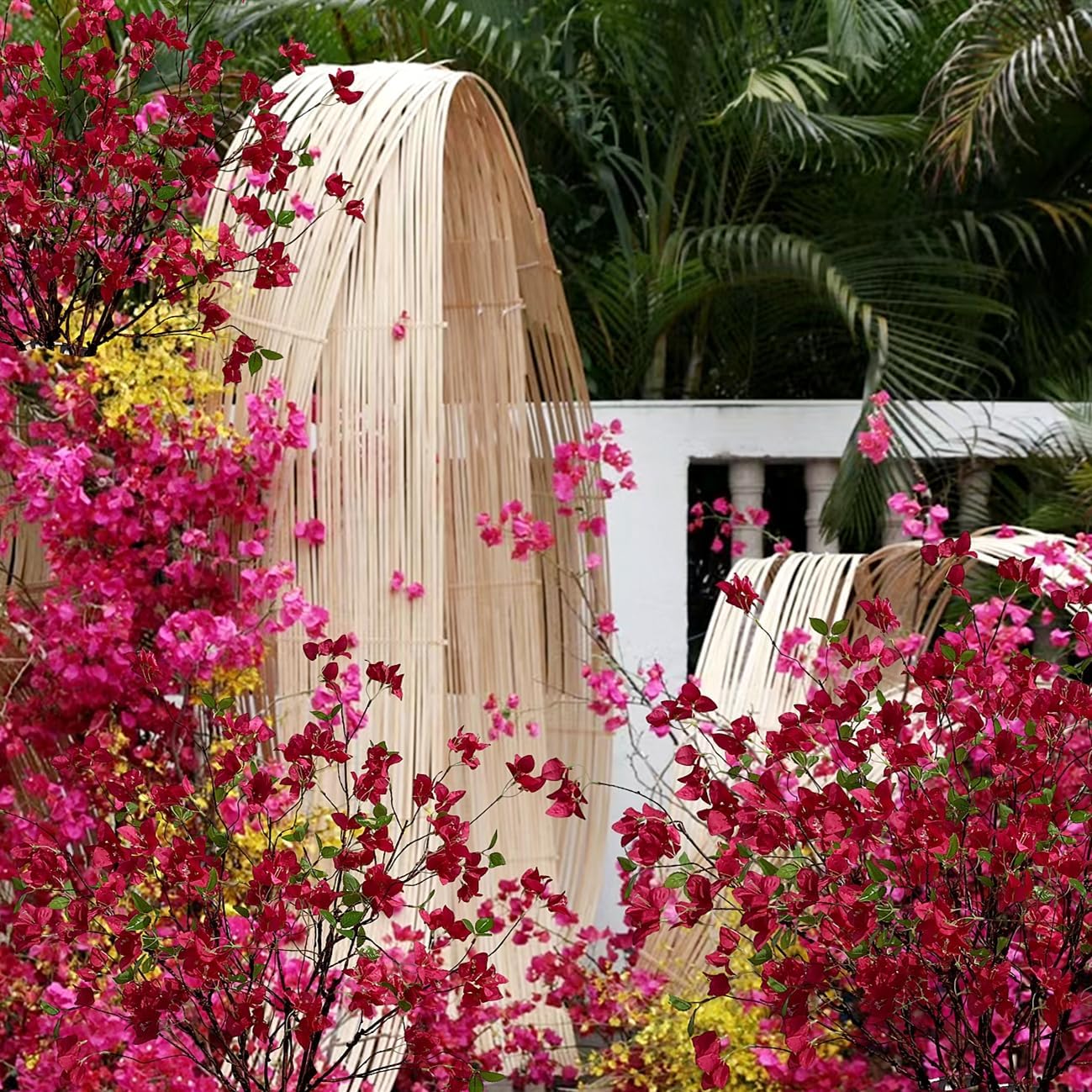Raxcelivia Artificial Bougainvillea Branches Fuchsia Pack of 4