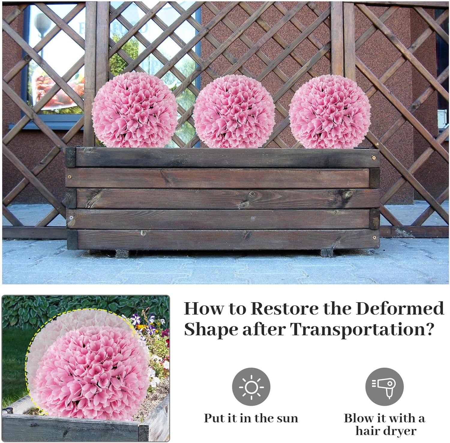 Goplus 11 Inch Artificial Topiary Balls Set of 2 Pink