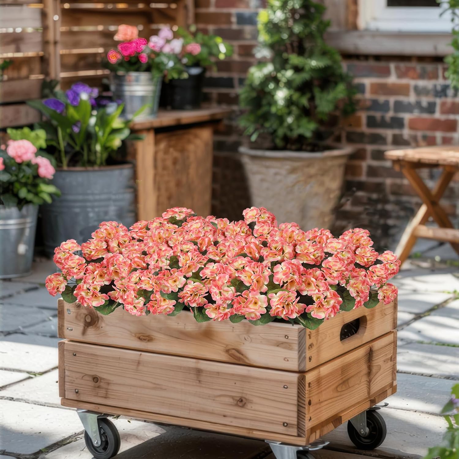 3 Pcs Artificial Geranium Flowers for Outdoor Decor