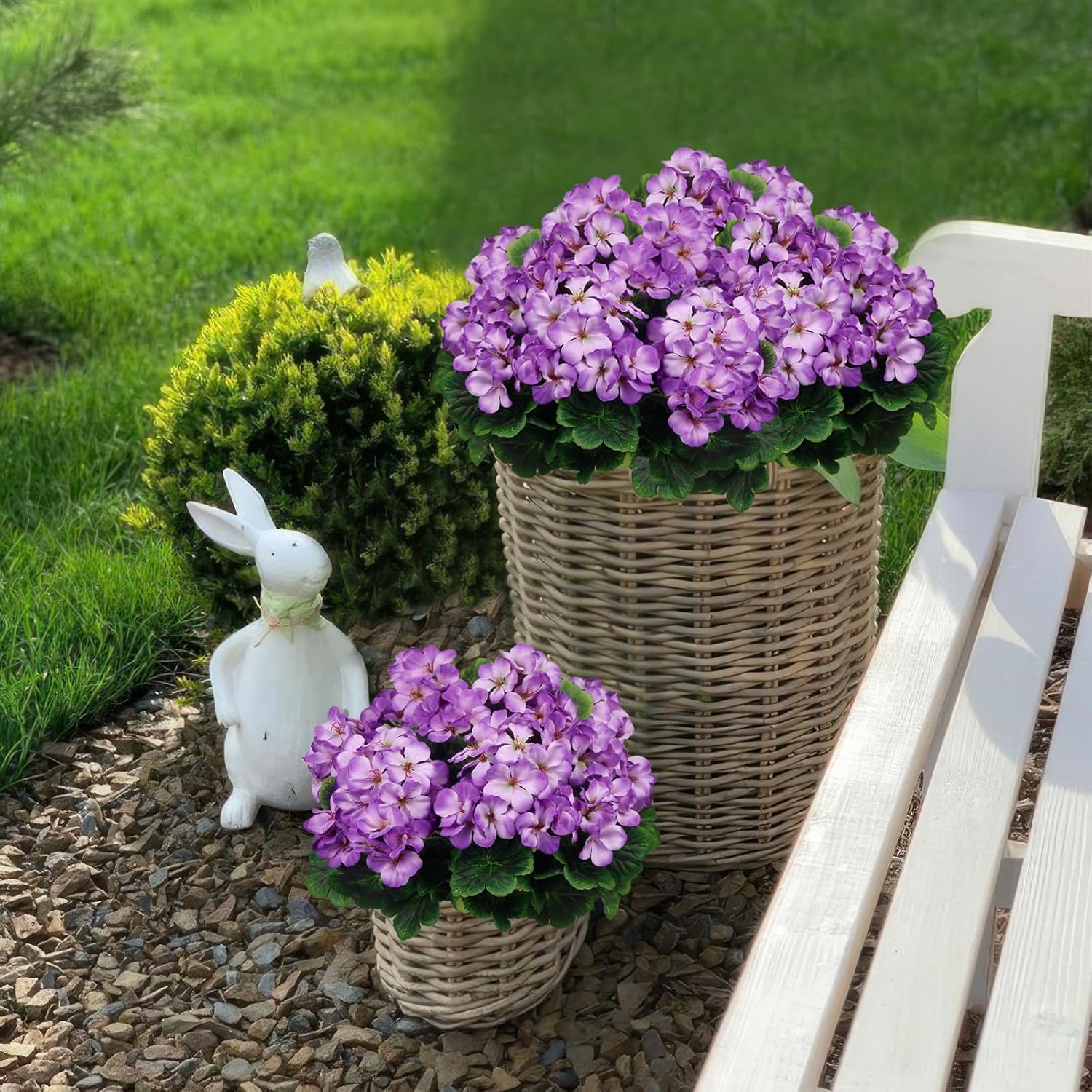 2 Pcs Artificial Geraniums for Outdoor Decor