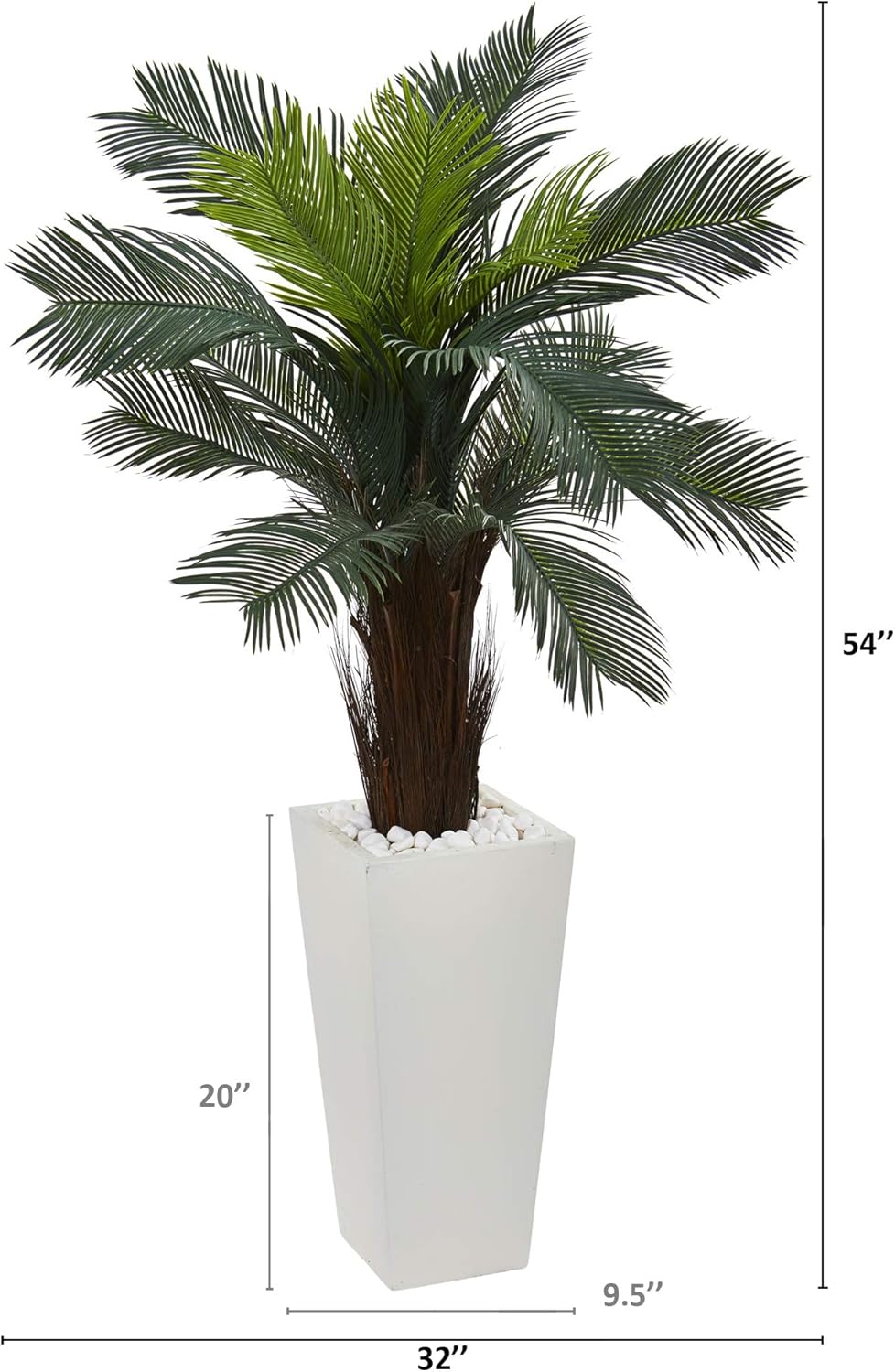 Nearly Natural 45ft Cycas Artificial Plant in White Tower Planter