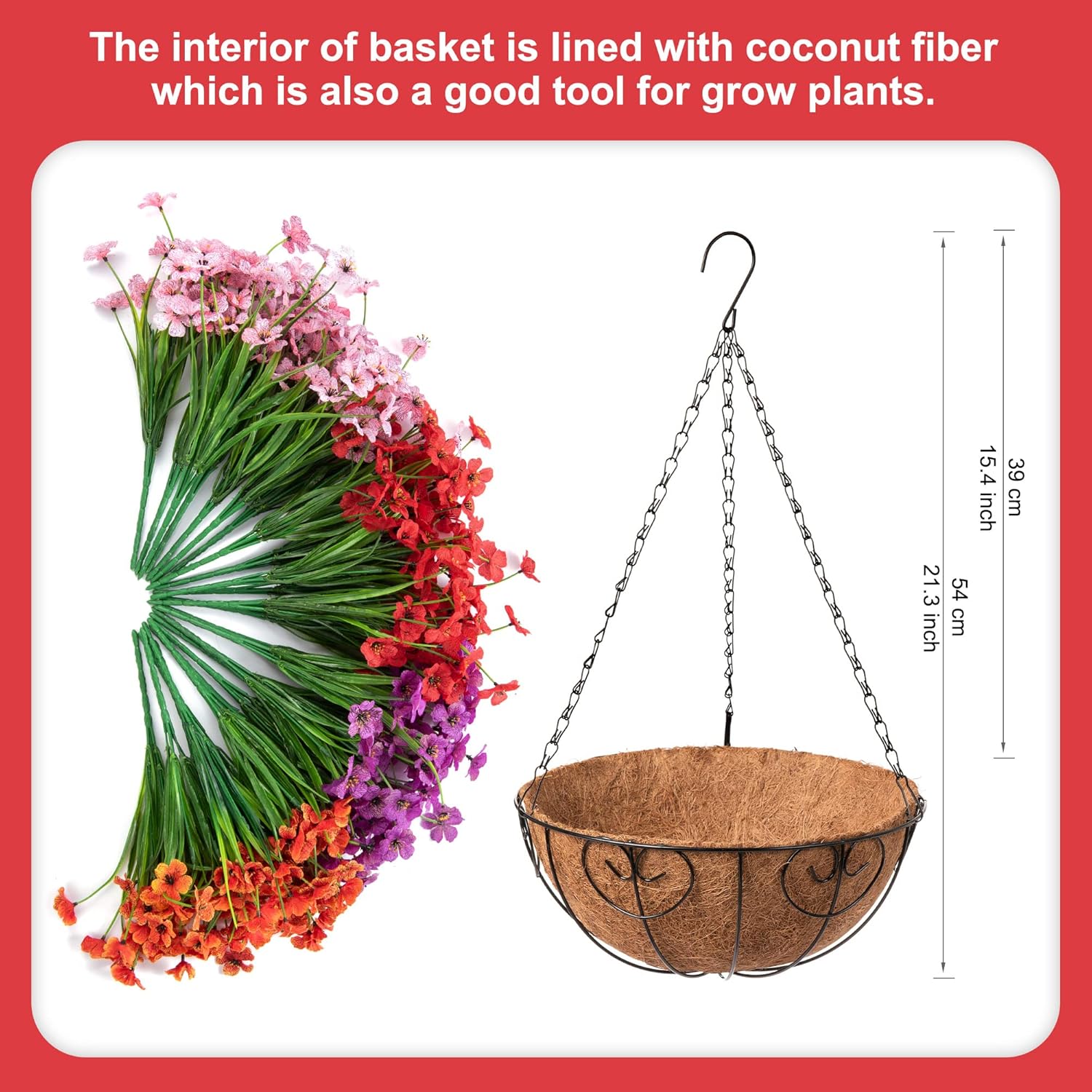 Artificial Hanging Flowers with Basket for Spring Garden Decor