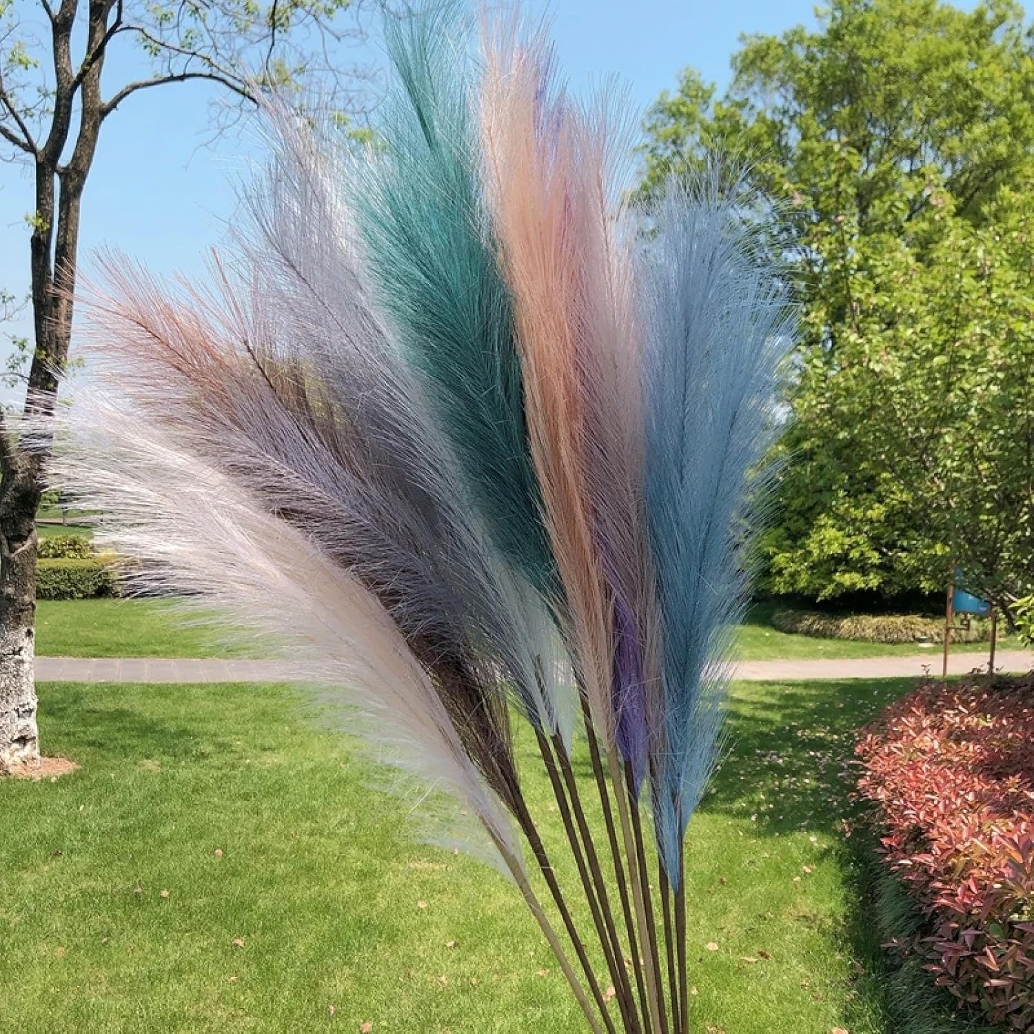 Artificial Pampas Grass Decor 3 Pcs Light Purple 90cm